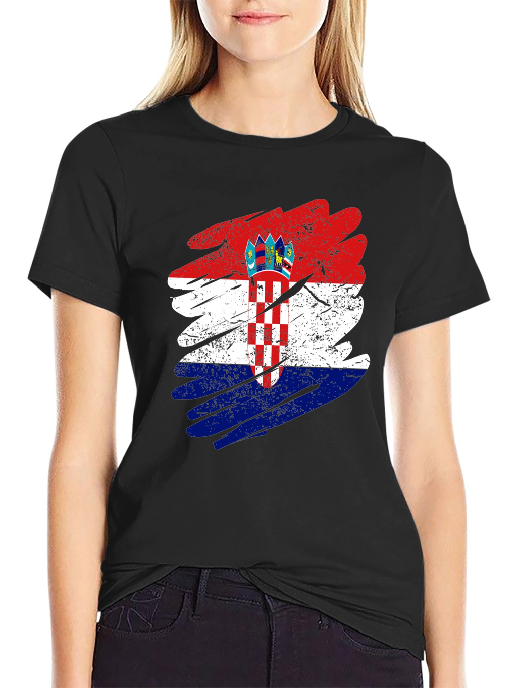 Croatian Flag Graphic T-Shirt - Grunge Style