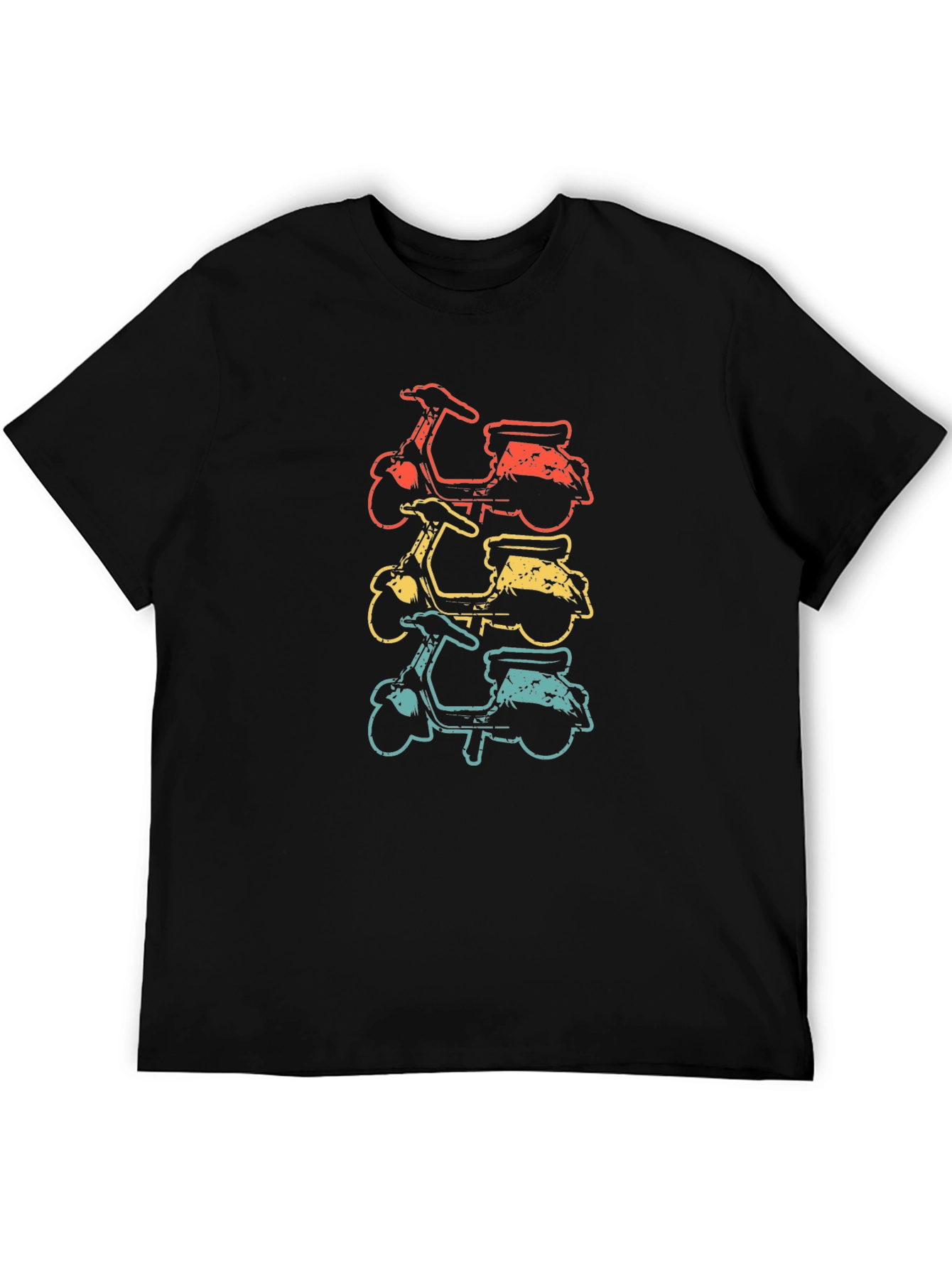 Retro Scooter Stack Graphic Tee - Vintage Style