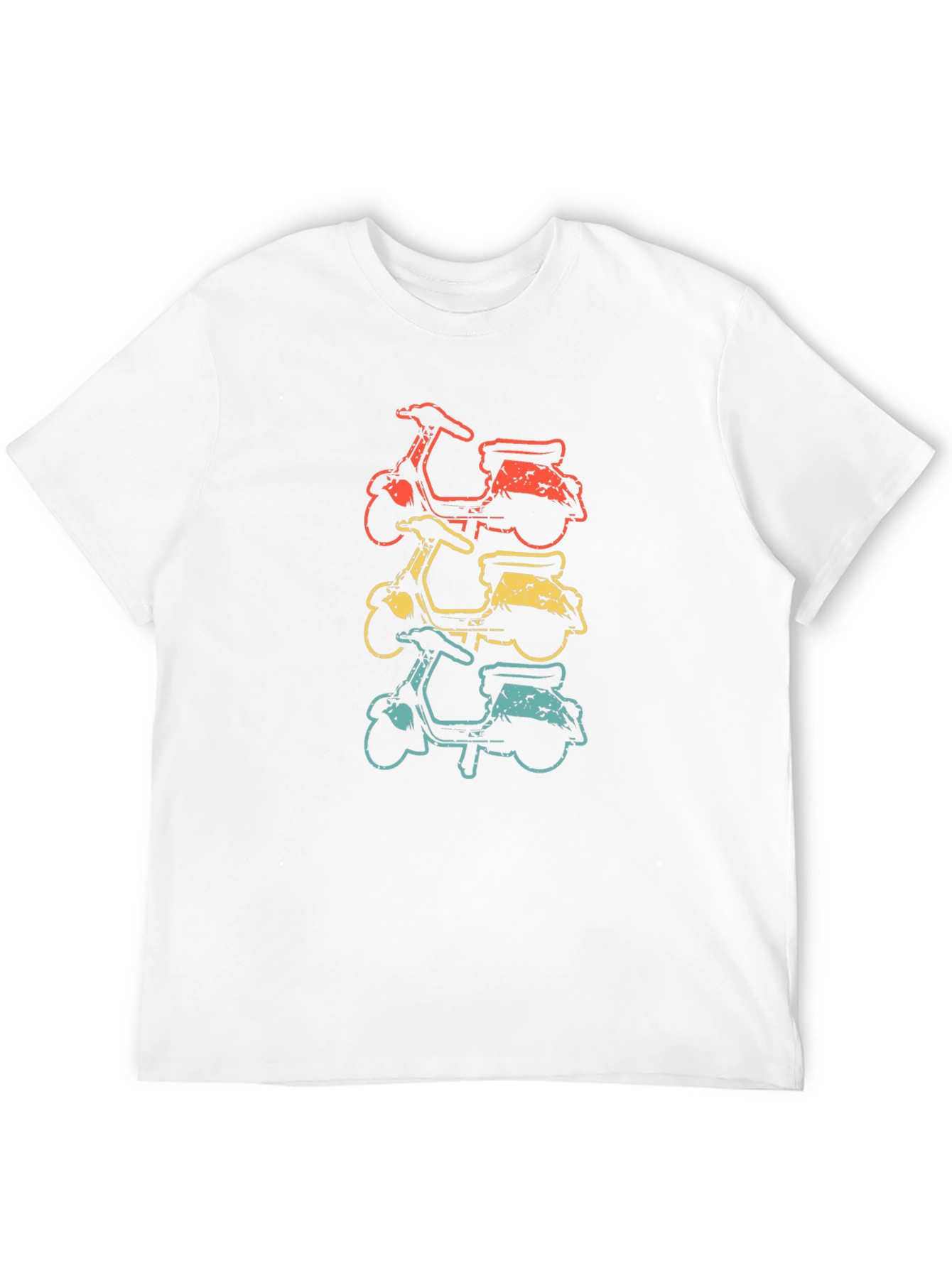 Retro Scooter Stack Graphic Tee - Vintage Style