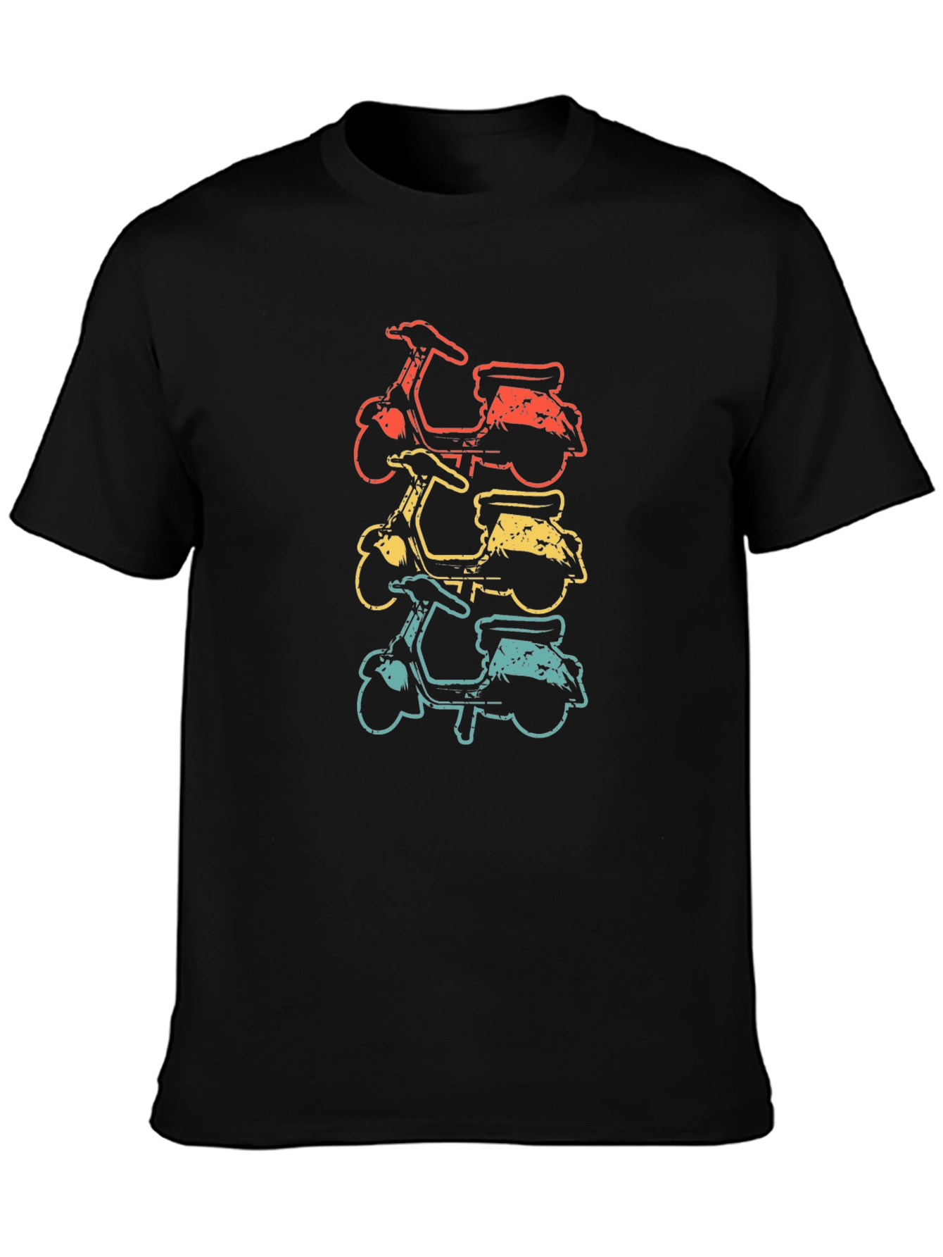 Retro Scooter Stack Graphic Tee - Vintage Style