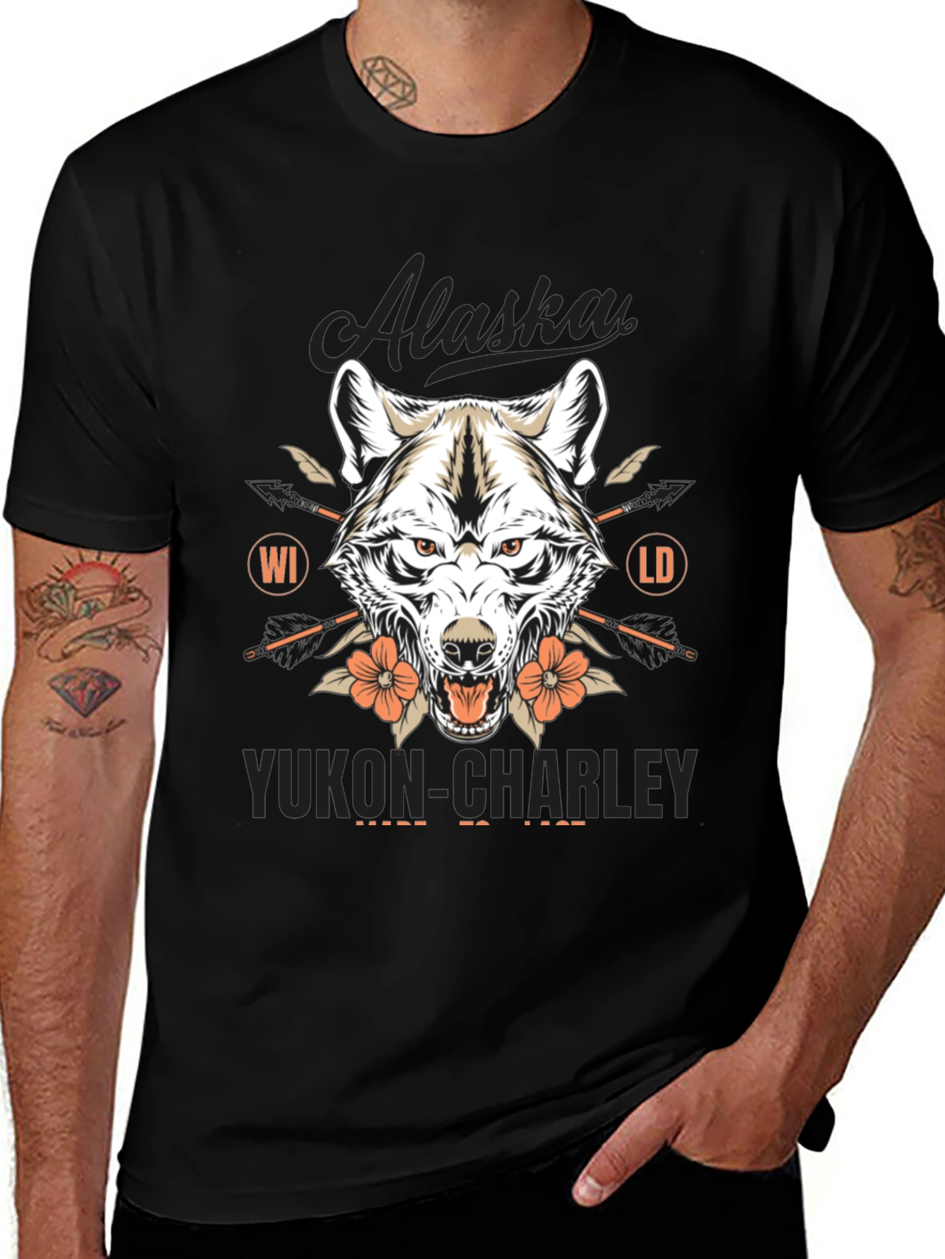 Alaska Yukon Charley Wolf Graphic T-Shirt