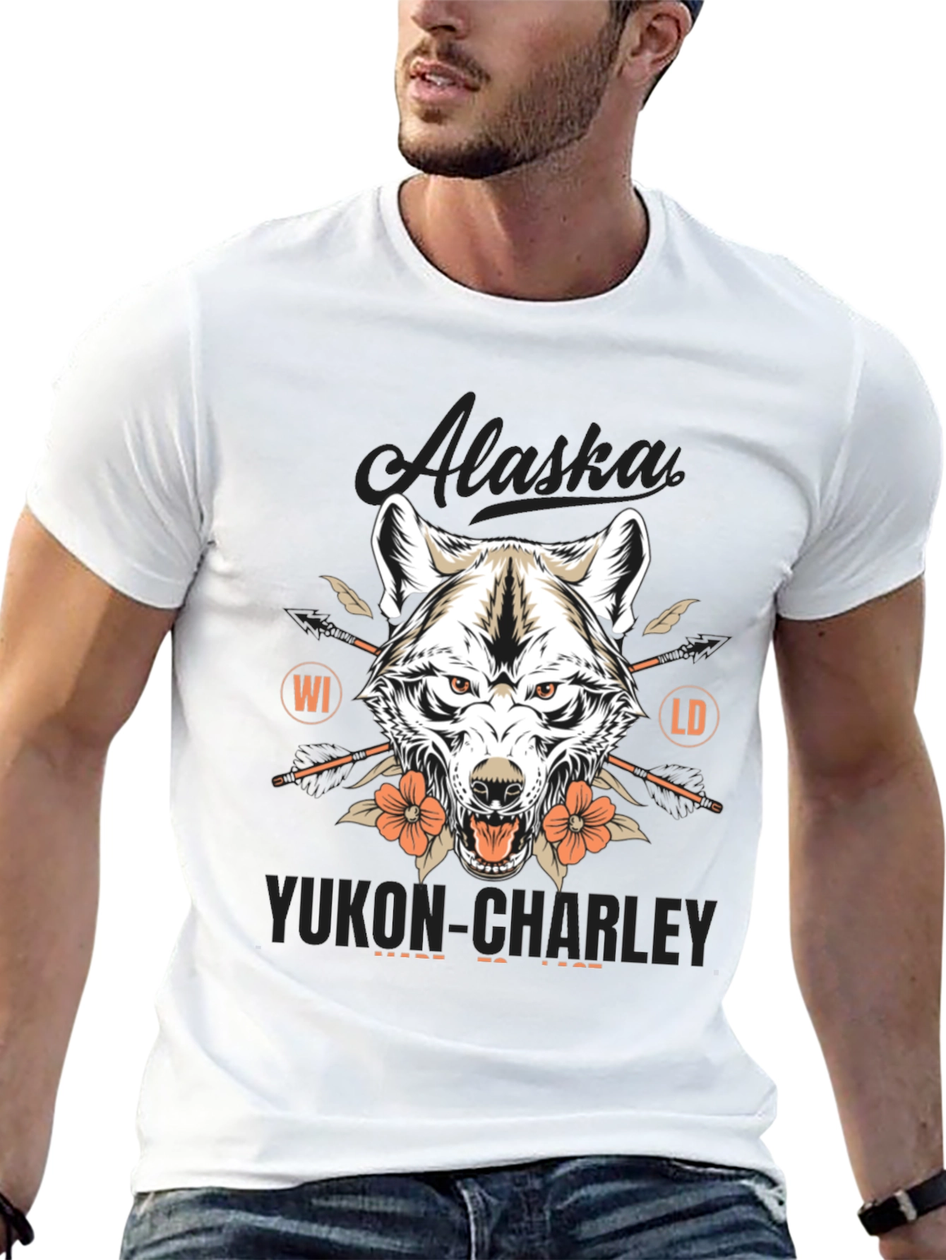 Alaska Yukon Charley Wolf Graphic T-Shirt