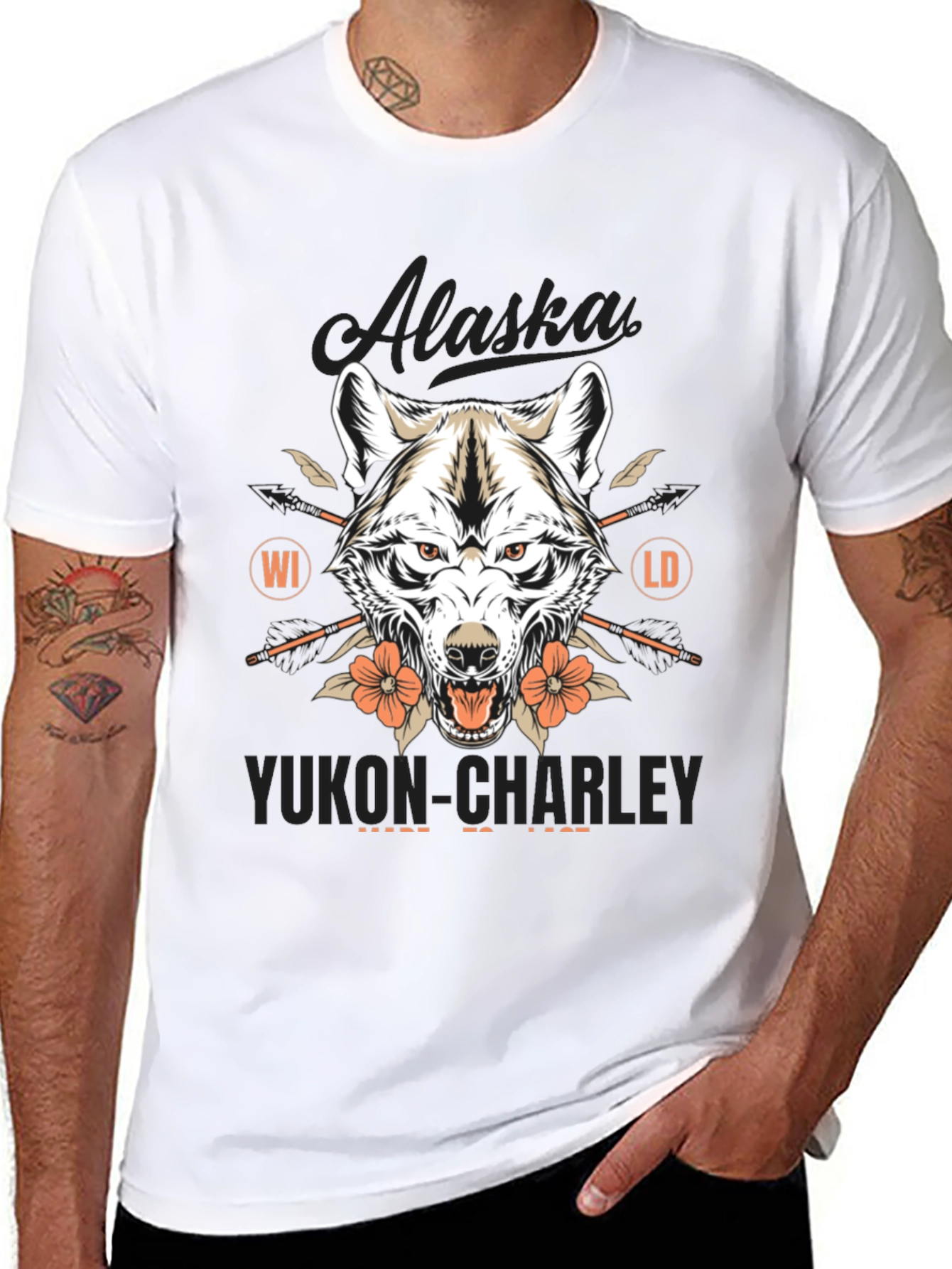 Alaska Yukon Charley Wolf Graphic T-Shirt