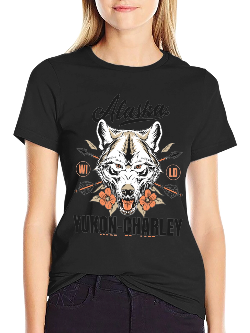 Alaska Yukon Charley Wolf Graphic T-Shirt