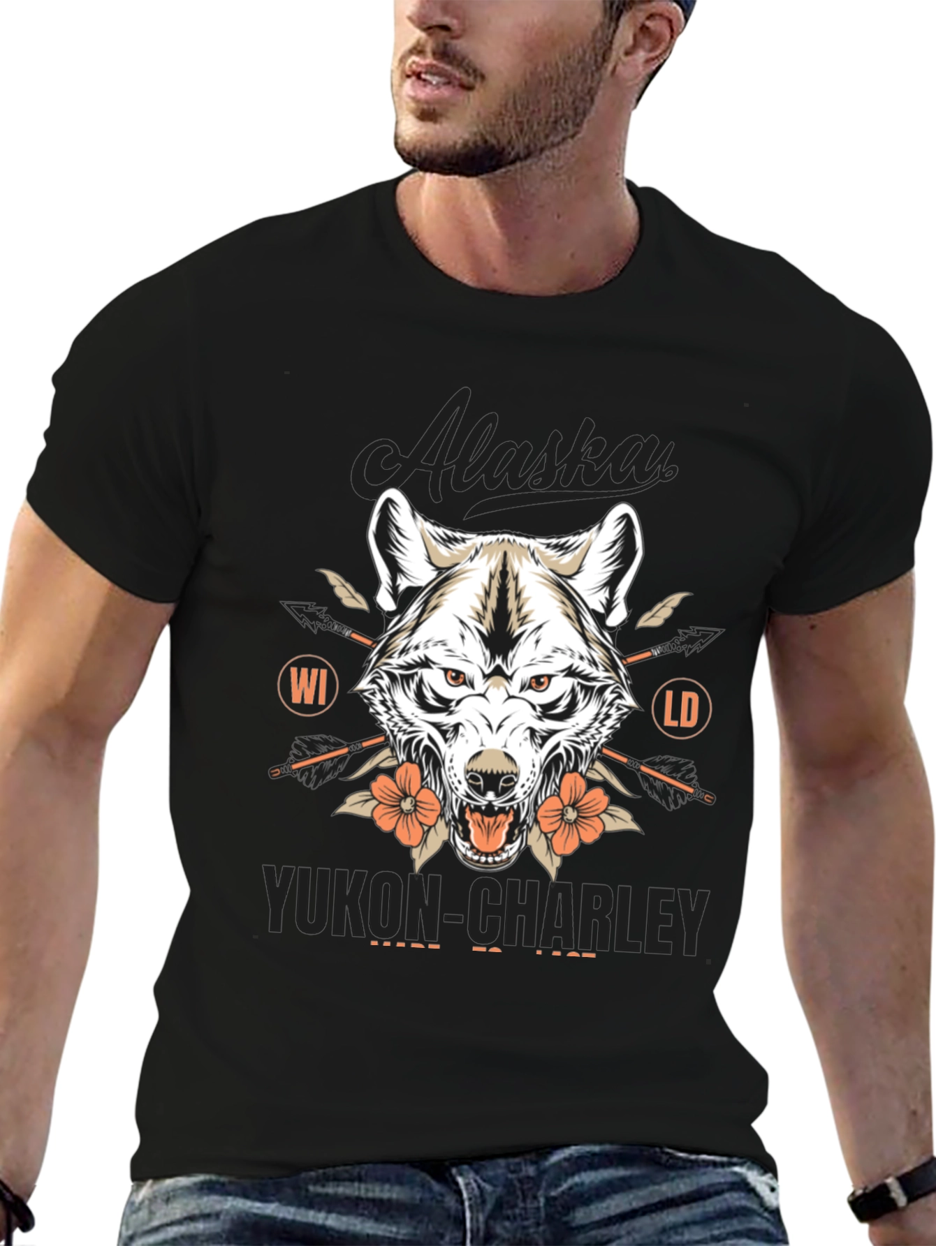 Alaska Yukon Charley Wolf Graphic T-Shirt