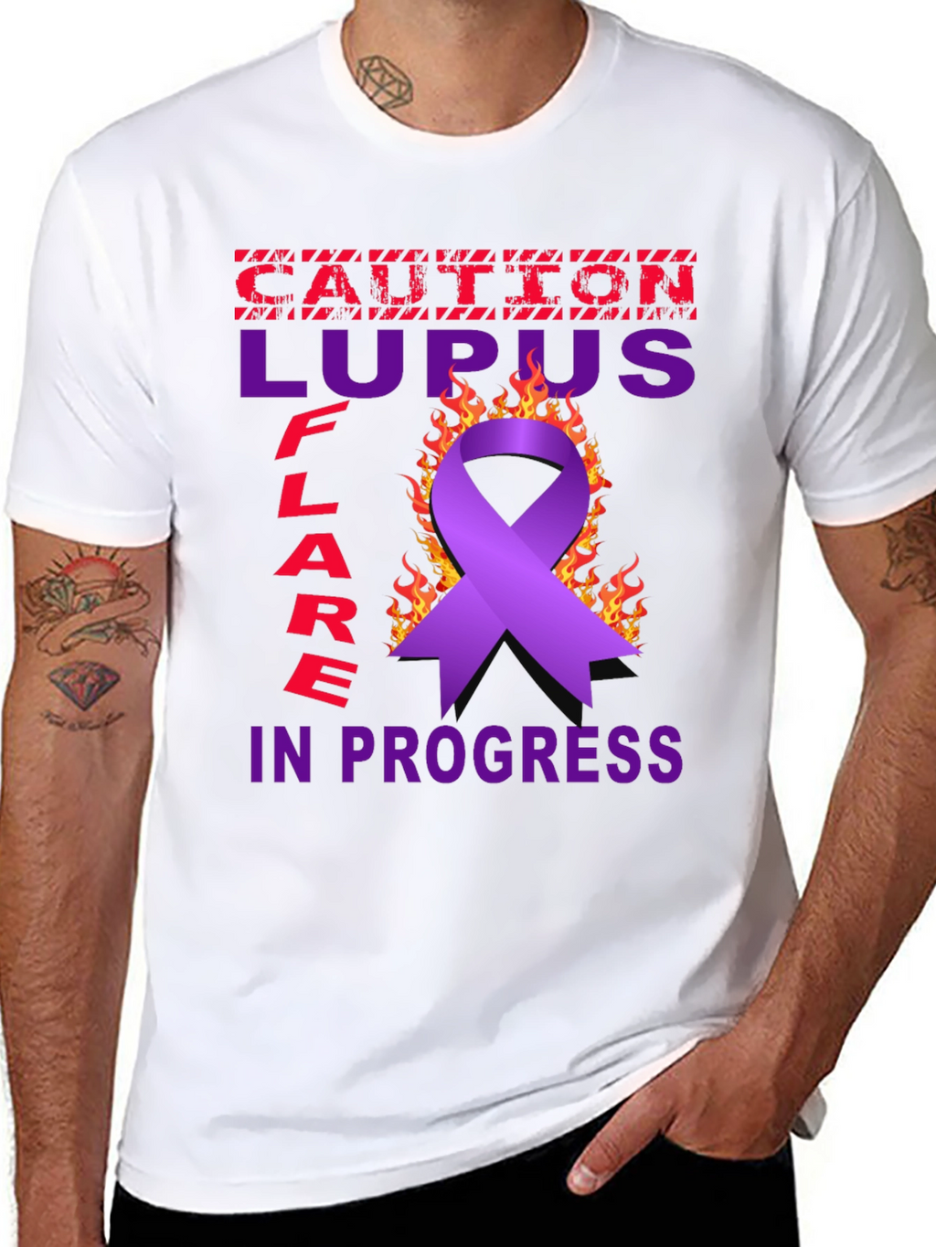 Lupus Awareness T-Shirt - Caution Flare in Progress