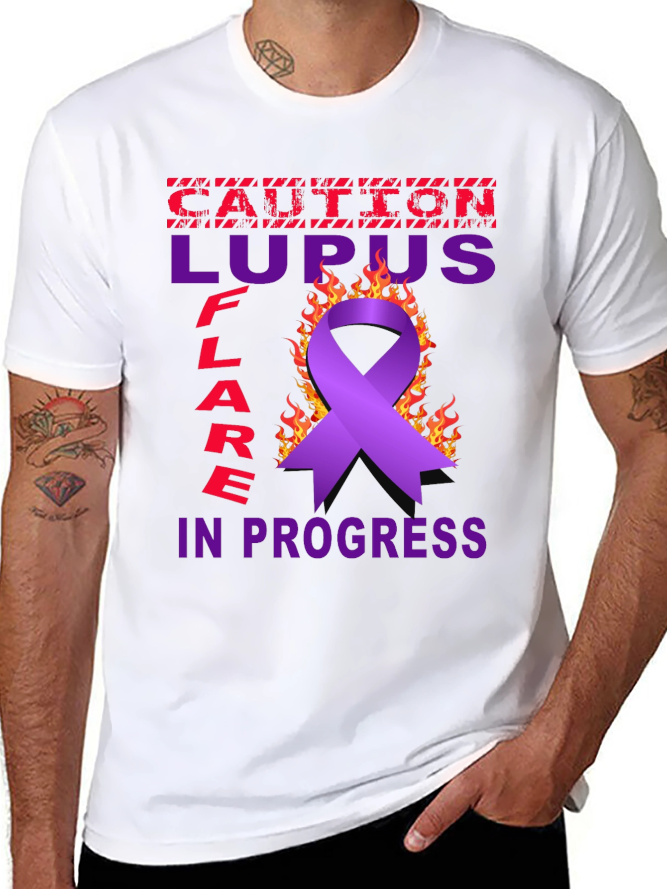 Lupus Awareness T-Shirt - Caution Flare in Progress