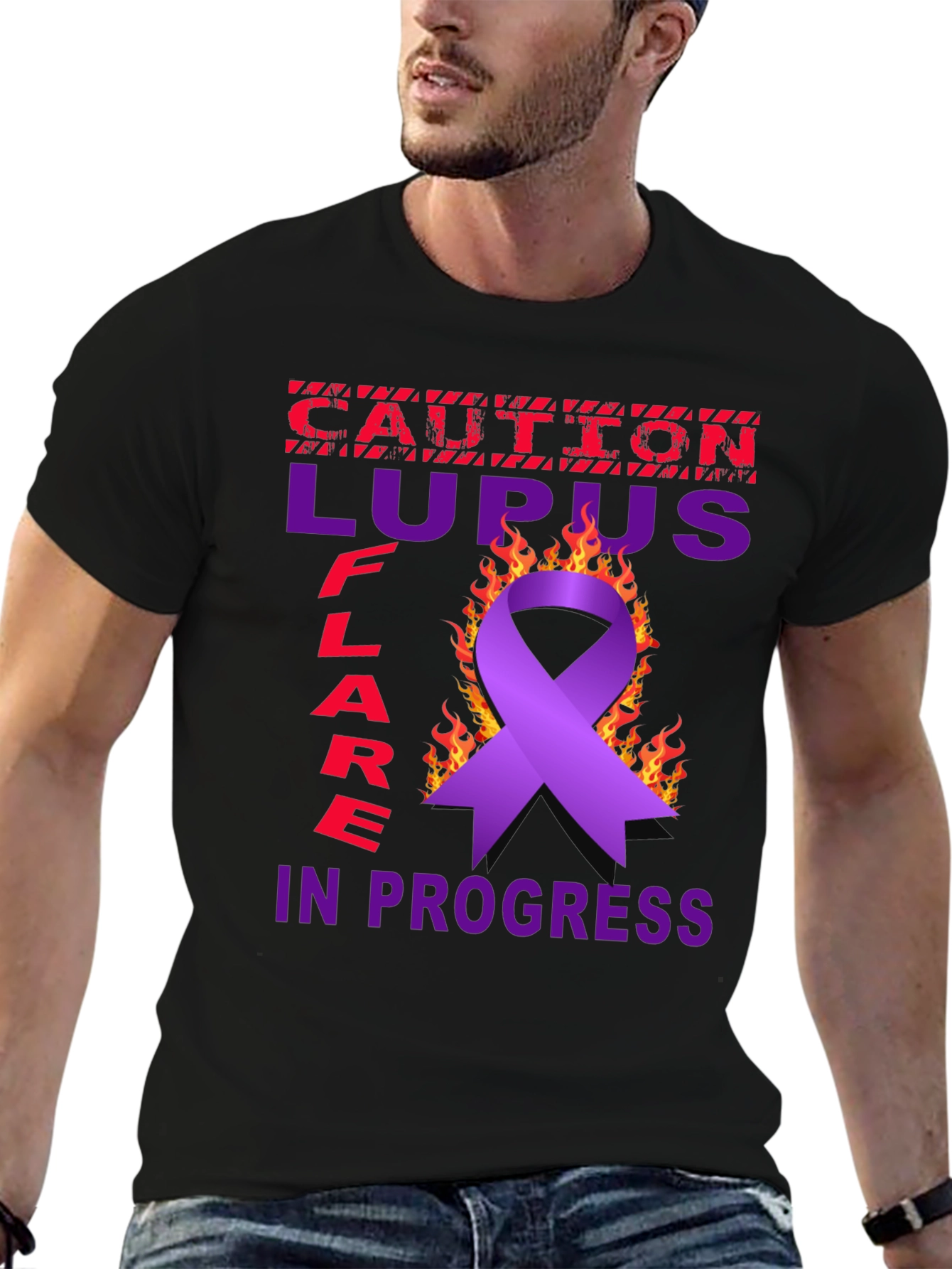 Lupus Awareness T-Shirt - Caution Flare in Progress