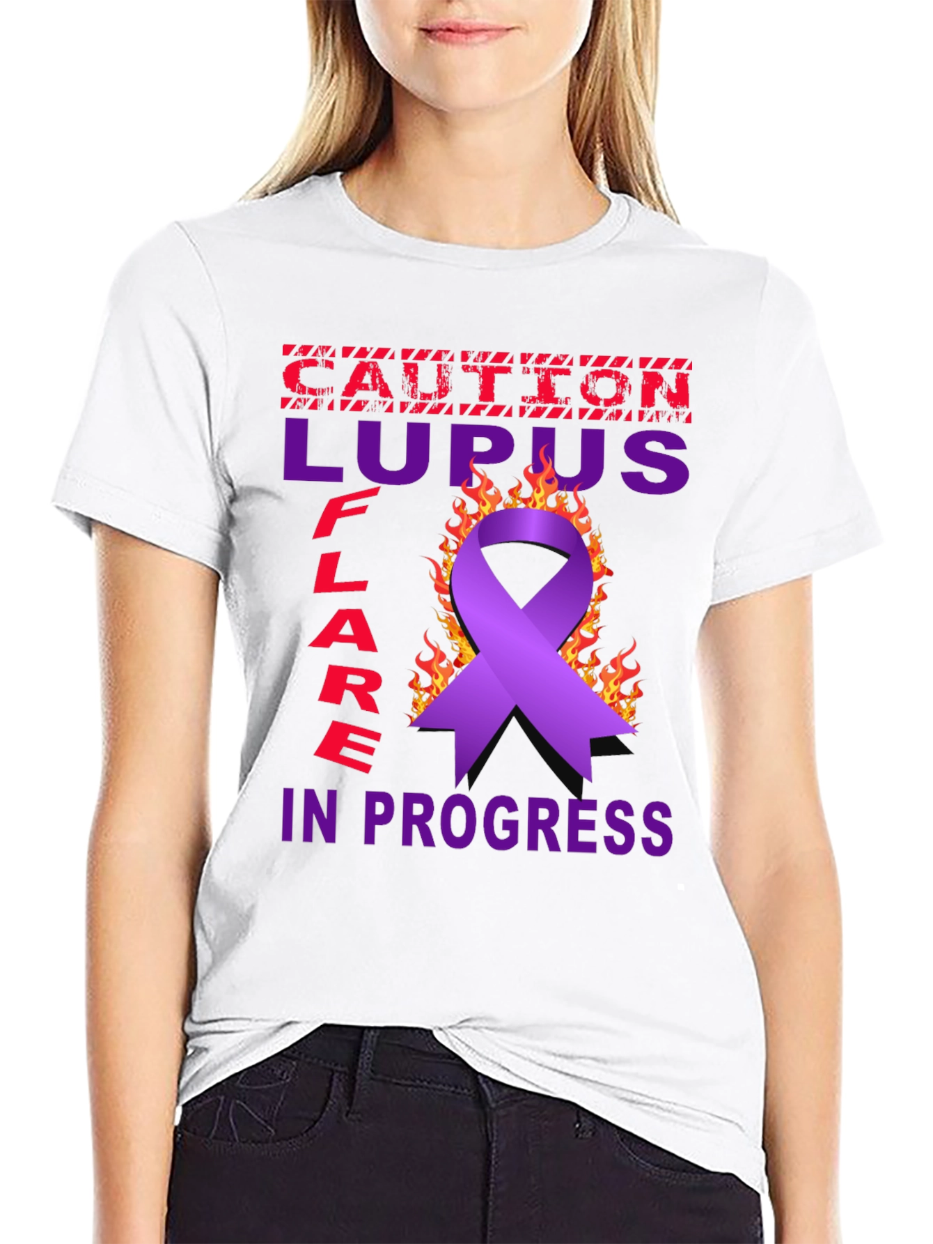 Lupus Awareness T-Shirt - Caution Flare in Progress