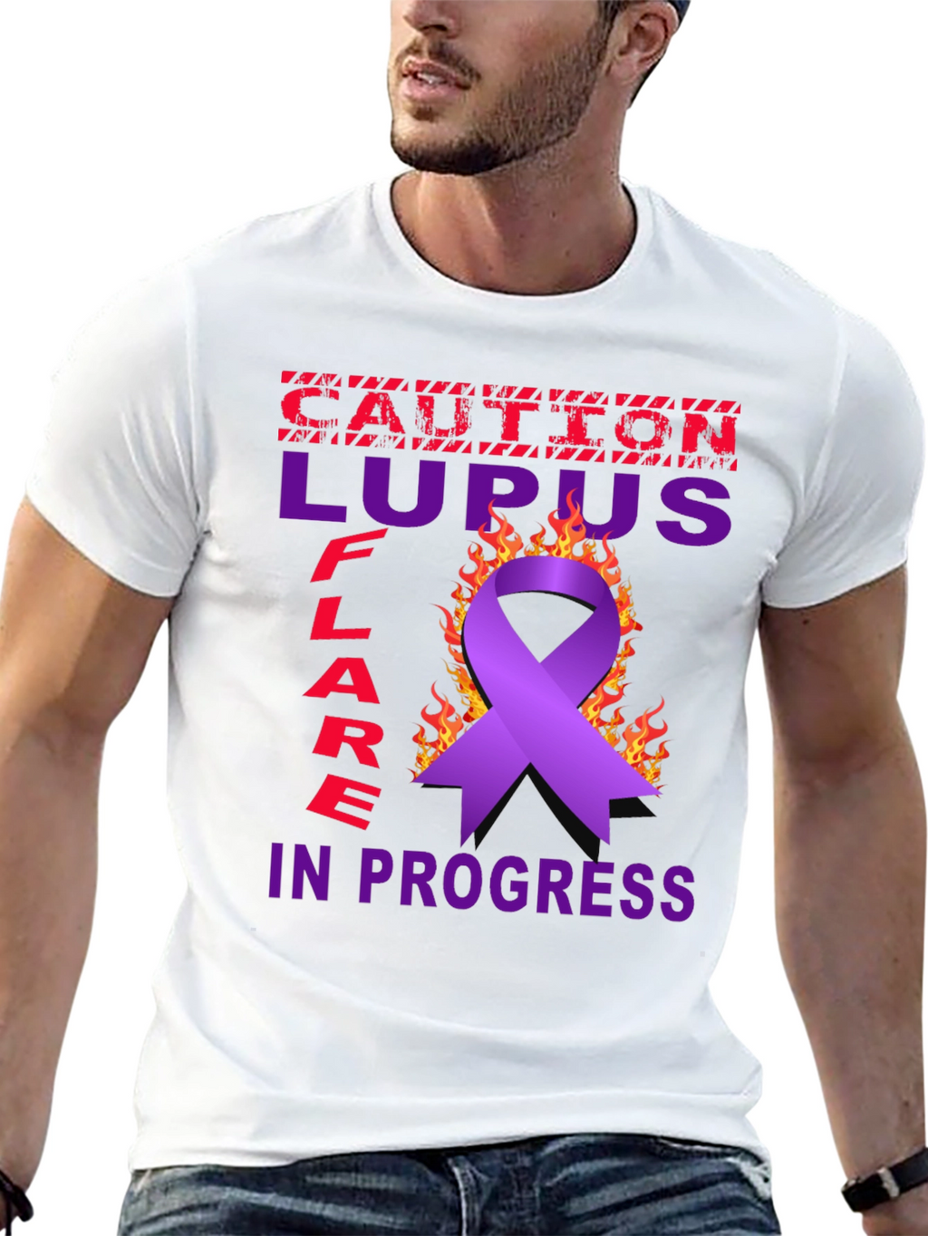 Lupus Awareness T-Shirt - Caution Flare in Progress