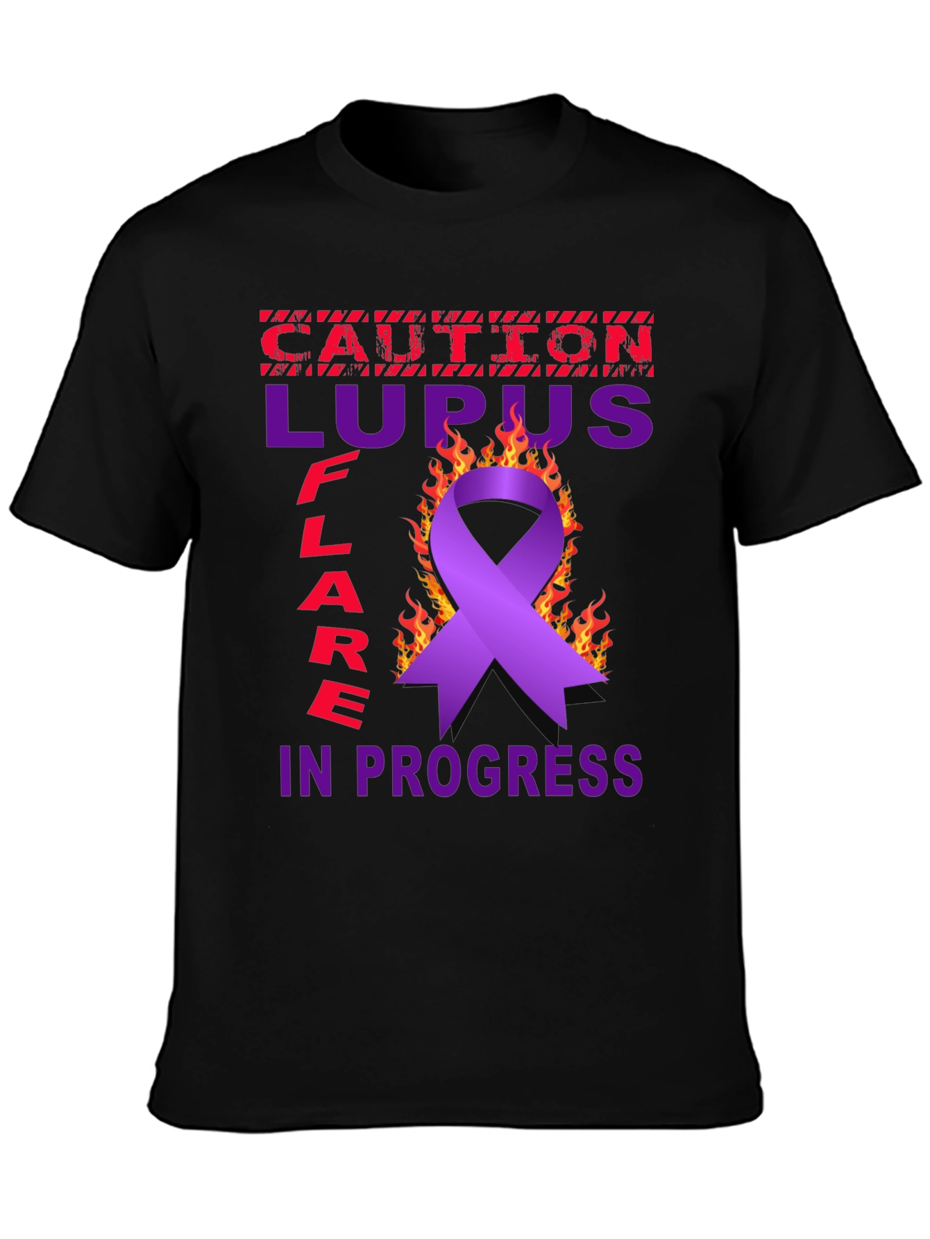 Lupus Awareness T-Shirt - Caution Flare in Progress