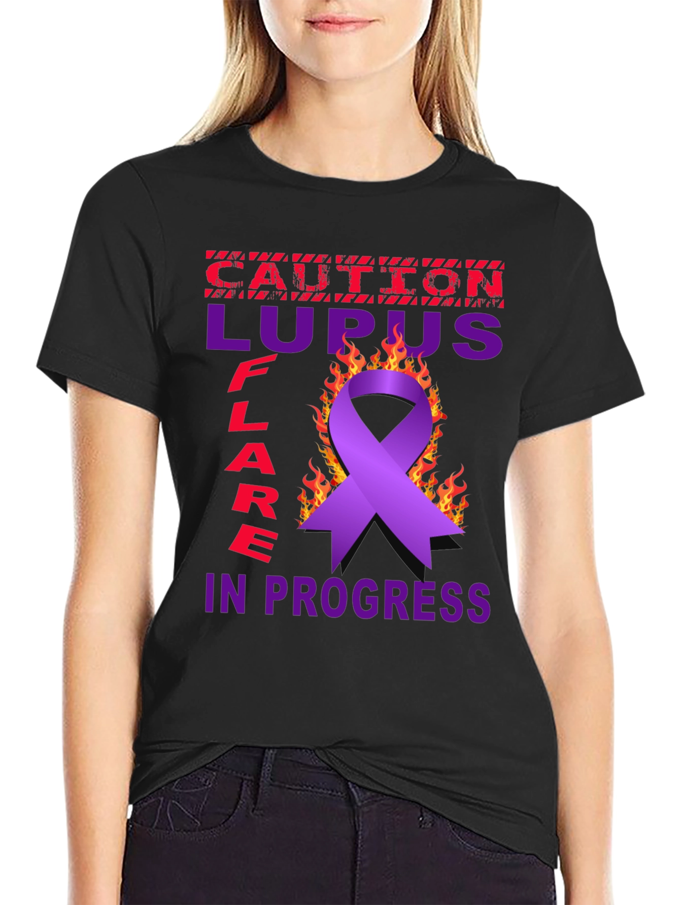 Lupus Awareness T-Shirt - Caution Flare in Progress