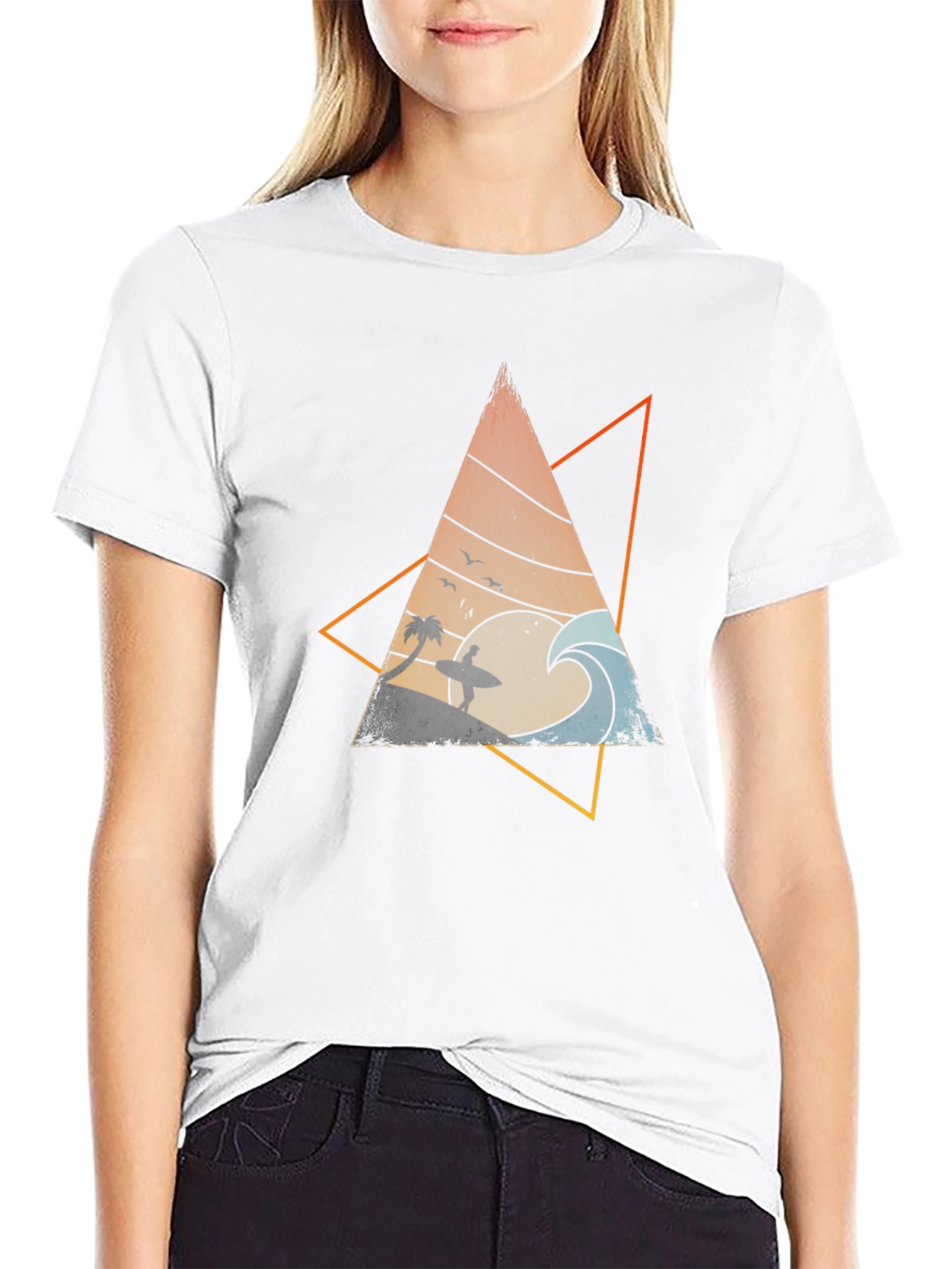 Retro Surf Triangle Graphic Tee - Cool Wave Design