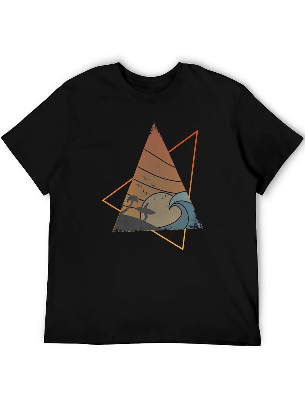 Retro Surf Triangle Graphic Tee - Cool Wave Design