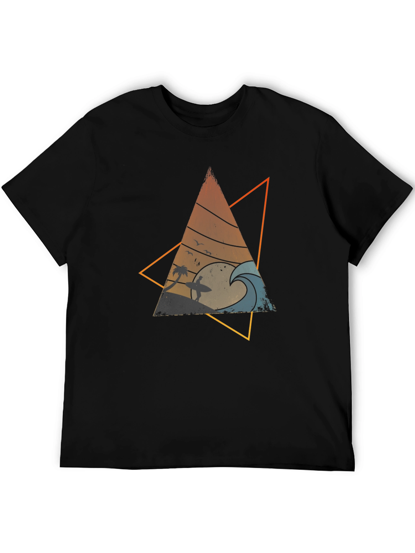 Retro Surf Triangle Graphic Tee - Cool Wave Design