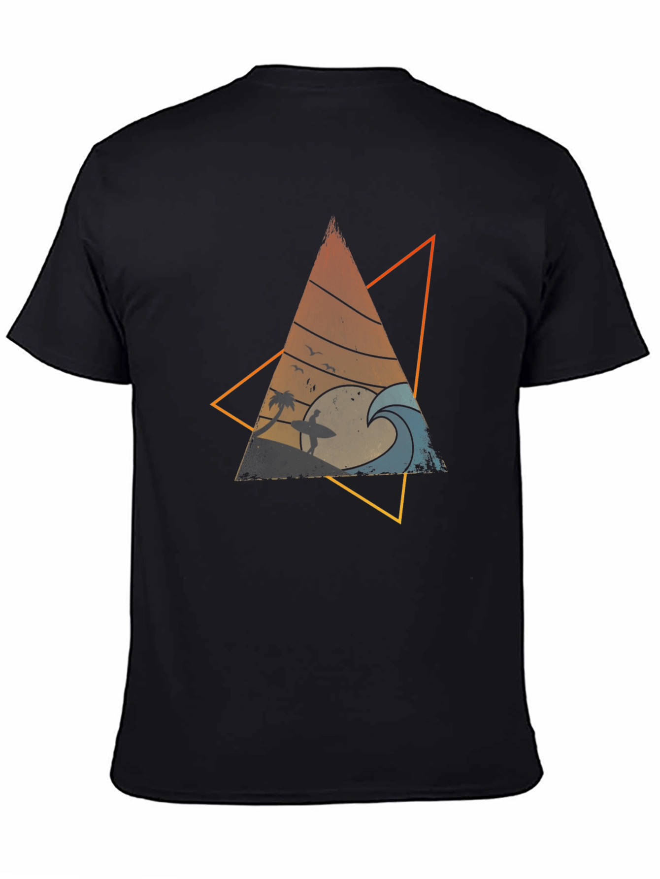 Retro Surf Triangle Graphic Tee - Cool Wave Design