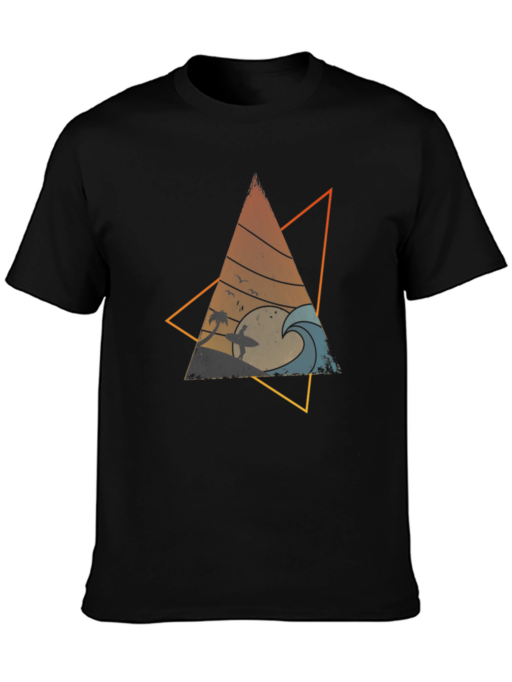 Retro Surf Triangle Graphic Tee - Cool Wave Design
