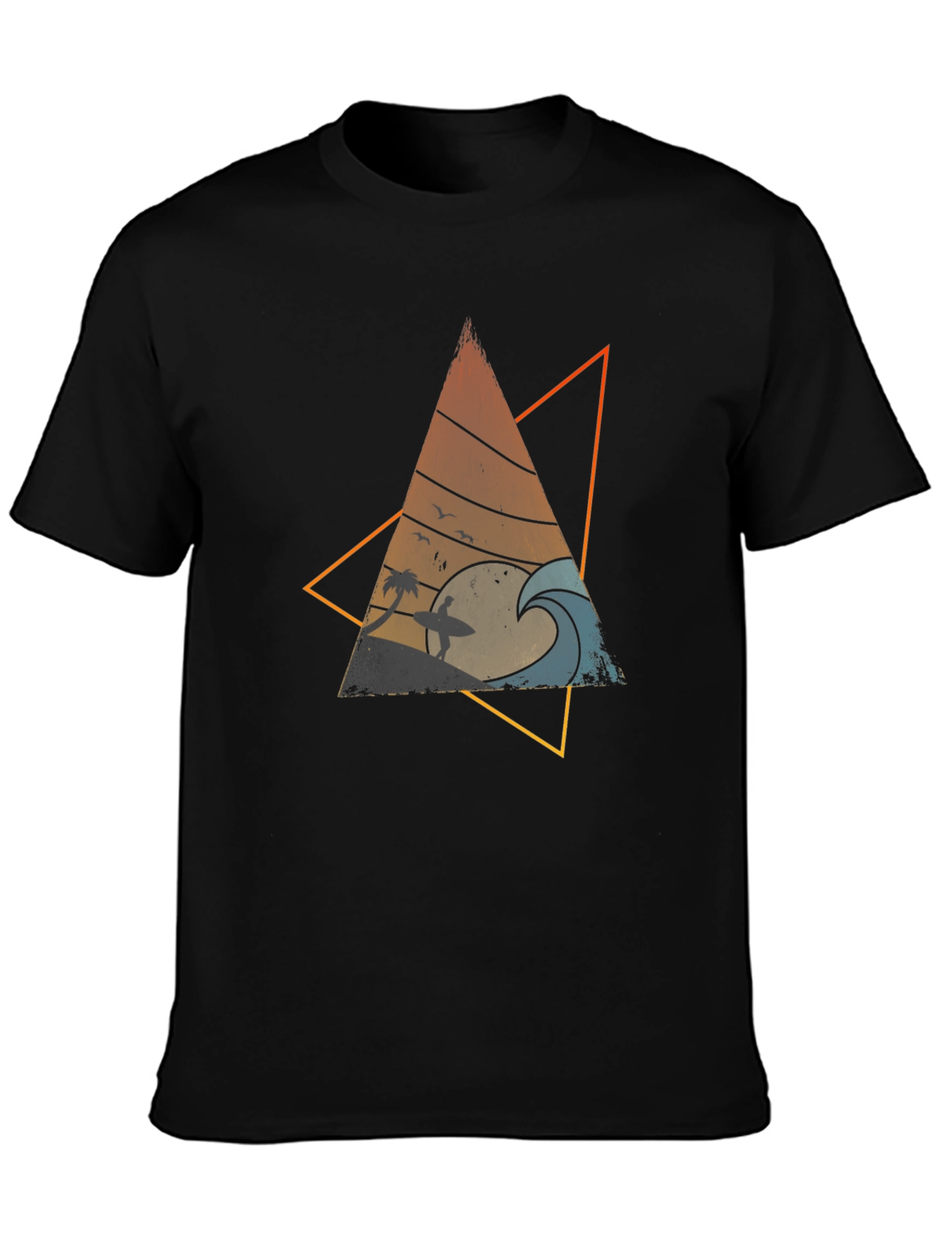 Retro Surf Triangle Graphic Tee - Cool Wave Design