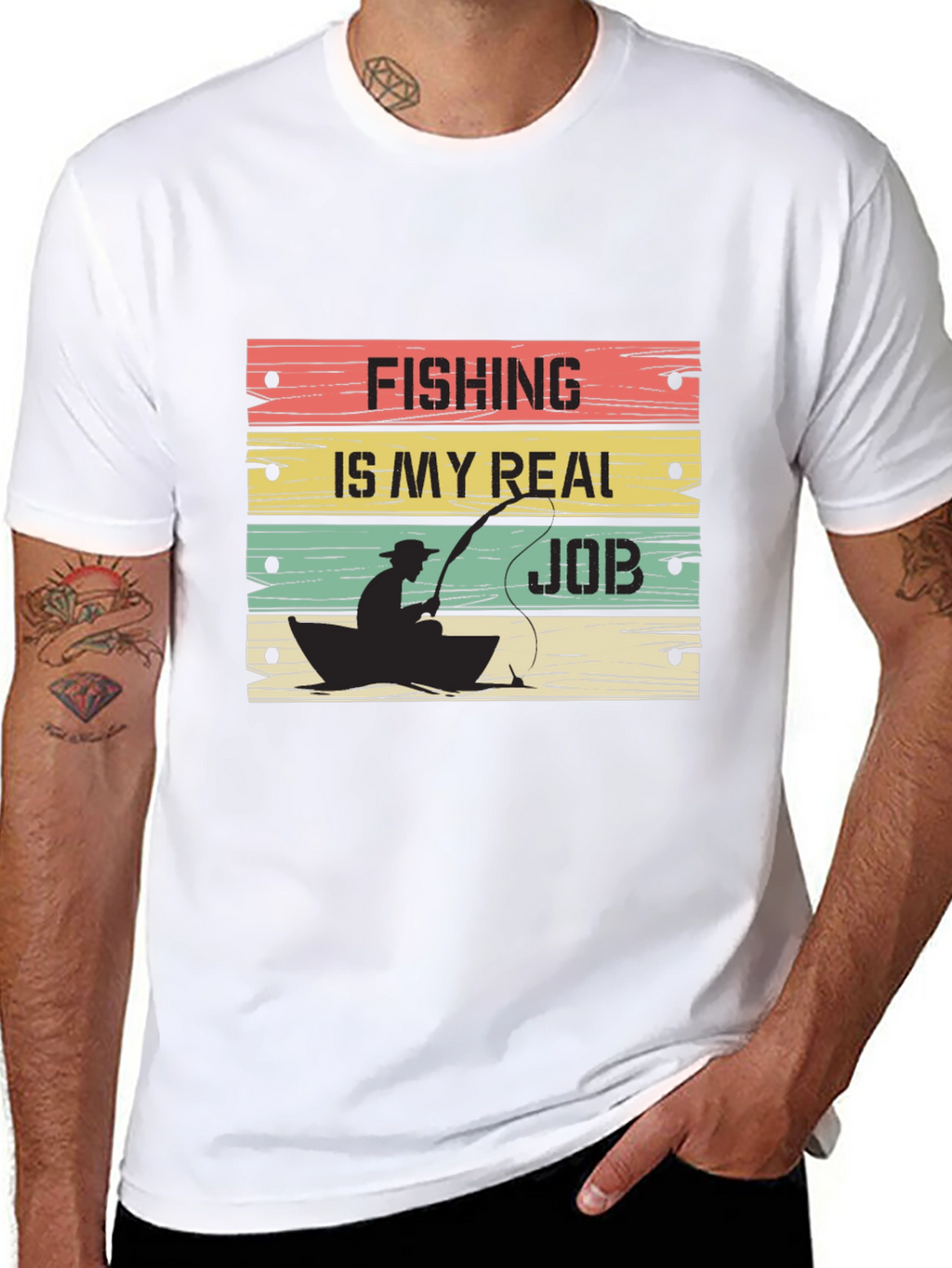Fishing Is My Real Job Graphic T-Shirt