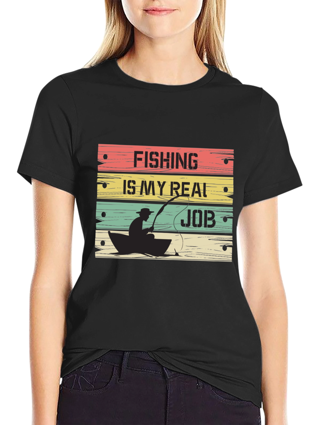 Fishing Is My Real Job Graphic T-Shirt
