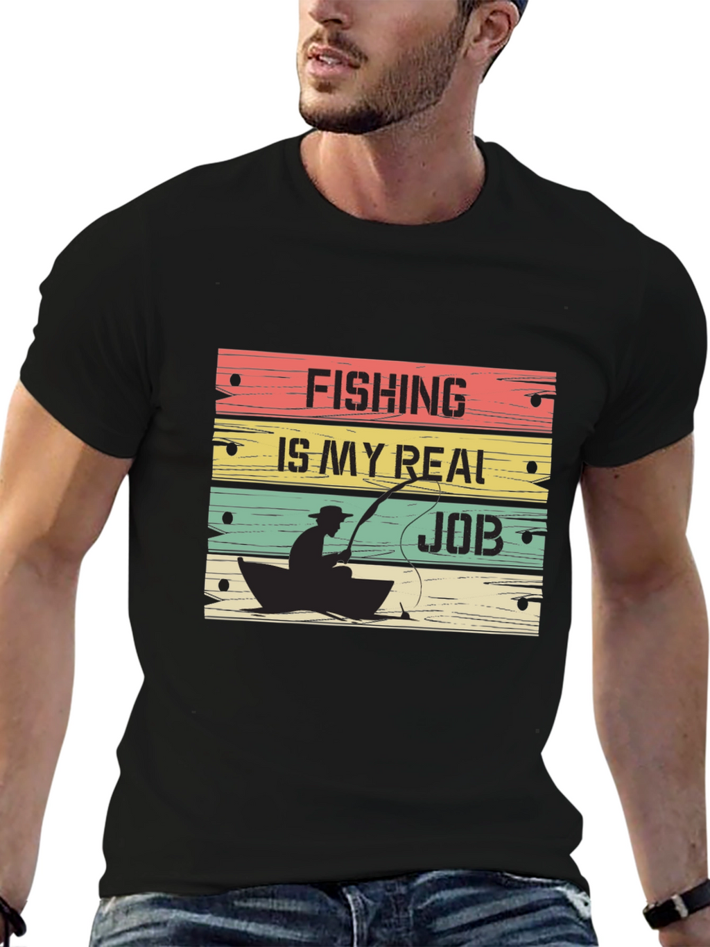 Fishing Is My Real Job Graphic T-Shirt