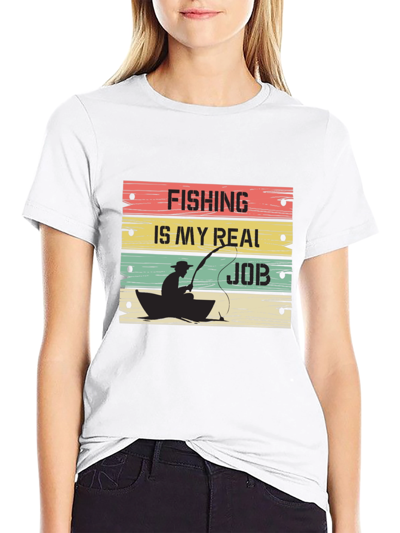 Fishing Is My Real Job Graphic T-Shirt