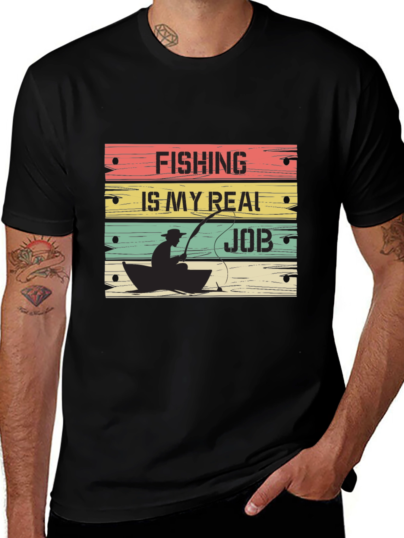 Fishing Is My Real Job Graphic T-Shirt