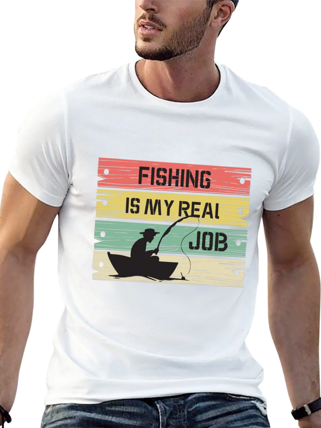 Fishing Is My Real Job Graphic T-Shirt