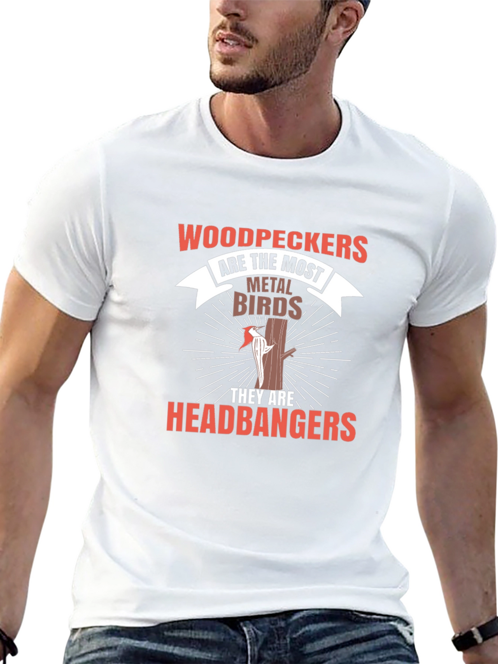 Woodpeckers Metal Birds Headbangers Graphic T-Shirt