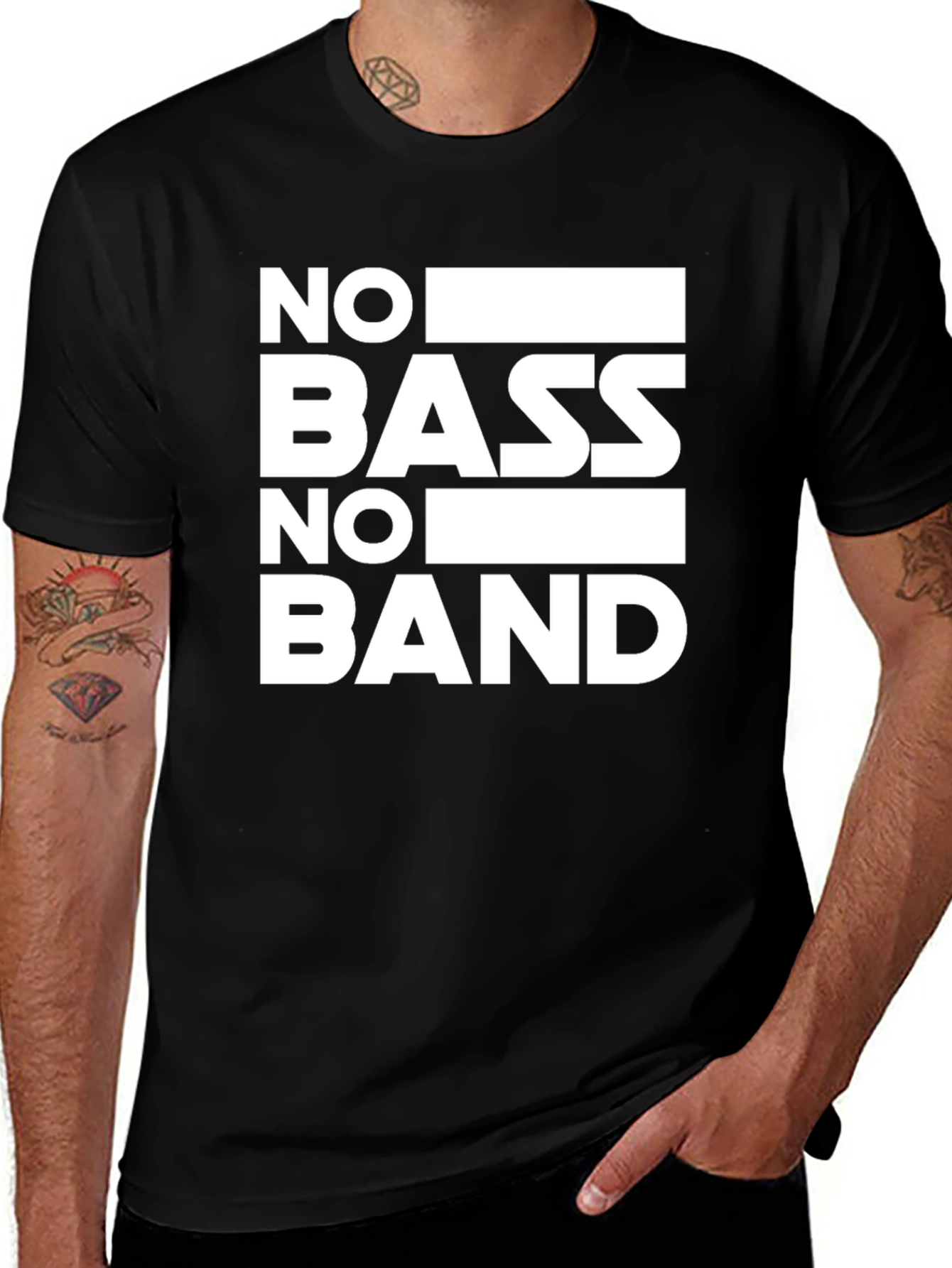 No Bass No Band Black Graphic Tee