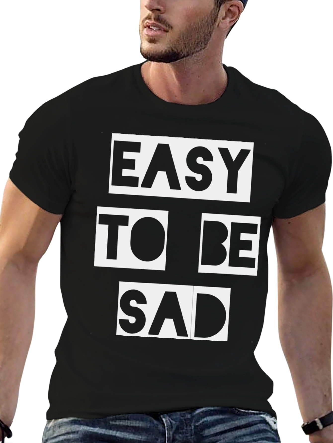 Easy To Be Sad Graphic Tee - Black Cotton Casual T-Shirt