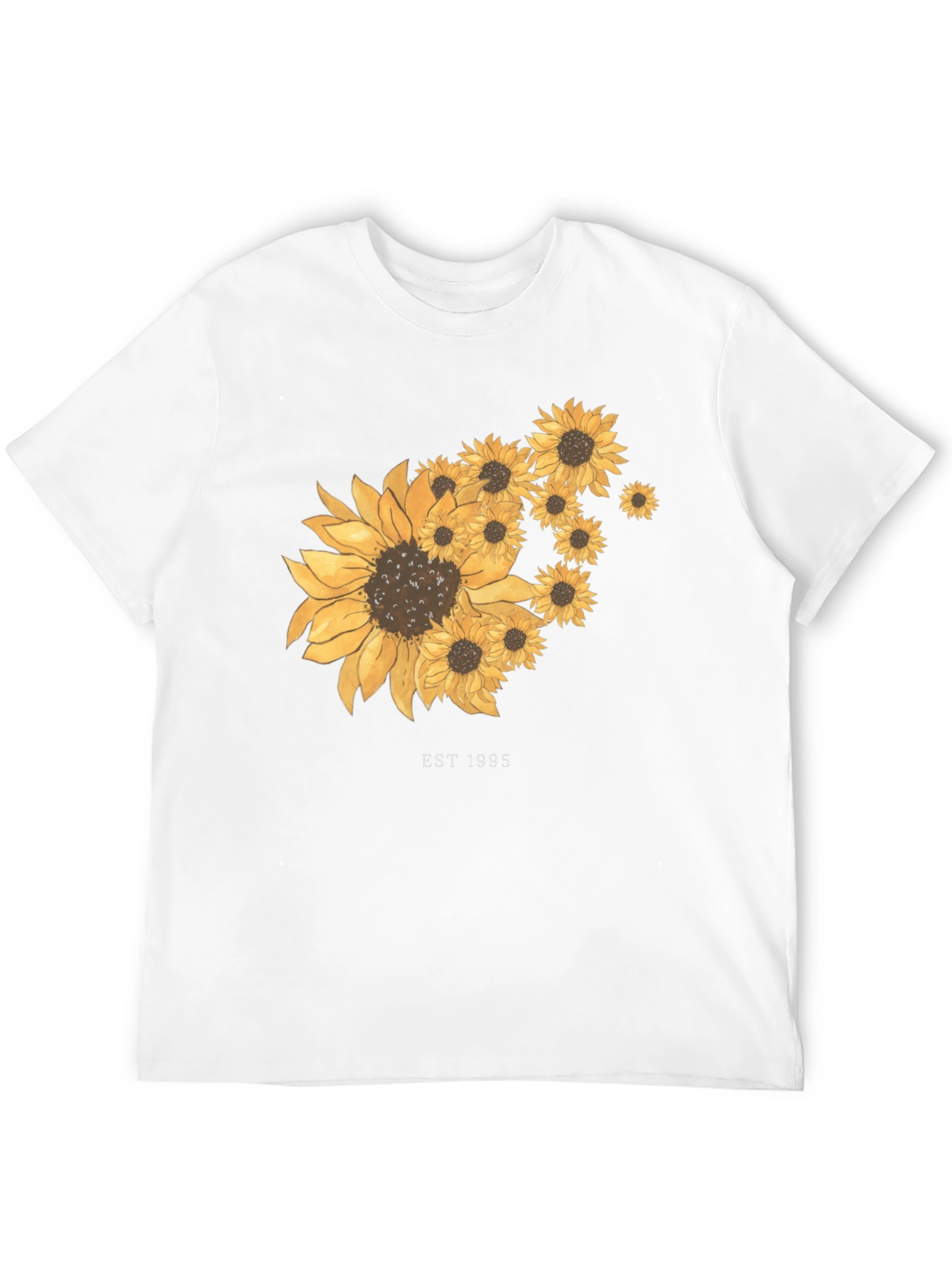 Sunflower Graphic Tee - Est. 1995 - Black Cotton T-Shirt