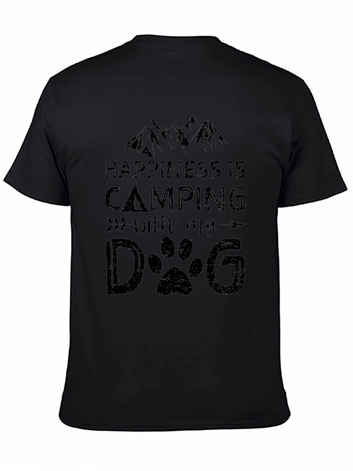 Happiness Is Camping With My Dog Black T-Shirt