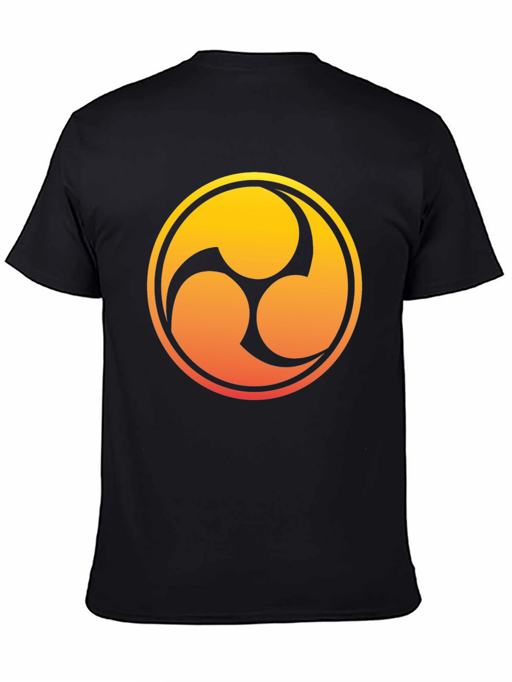 Black T-Shirt with Gradient Tomoe Design