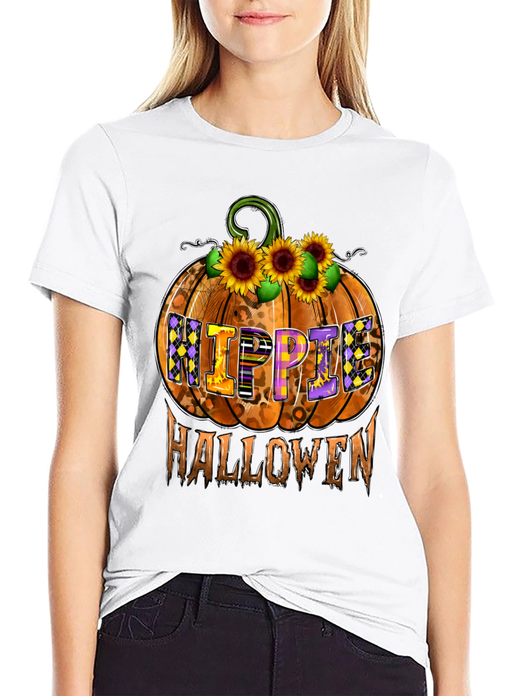 Hippie Halloween Pumpkin Graphic Tee