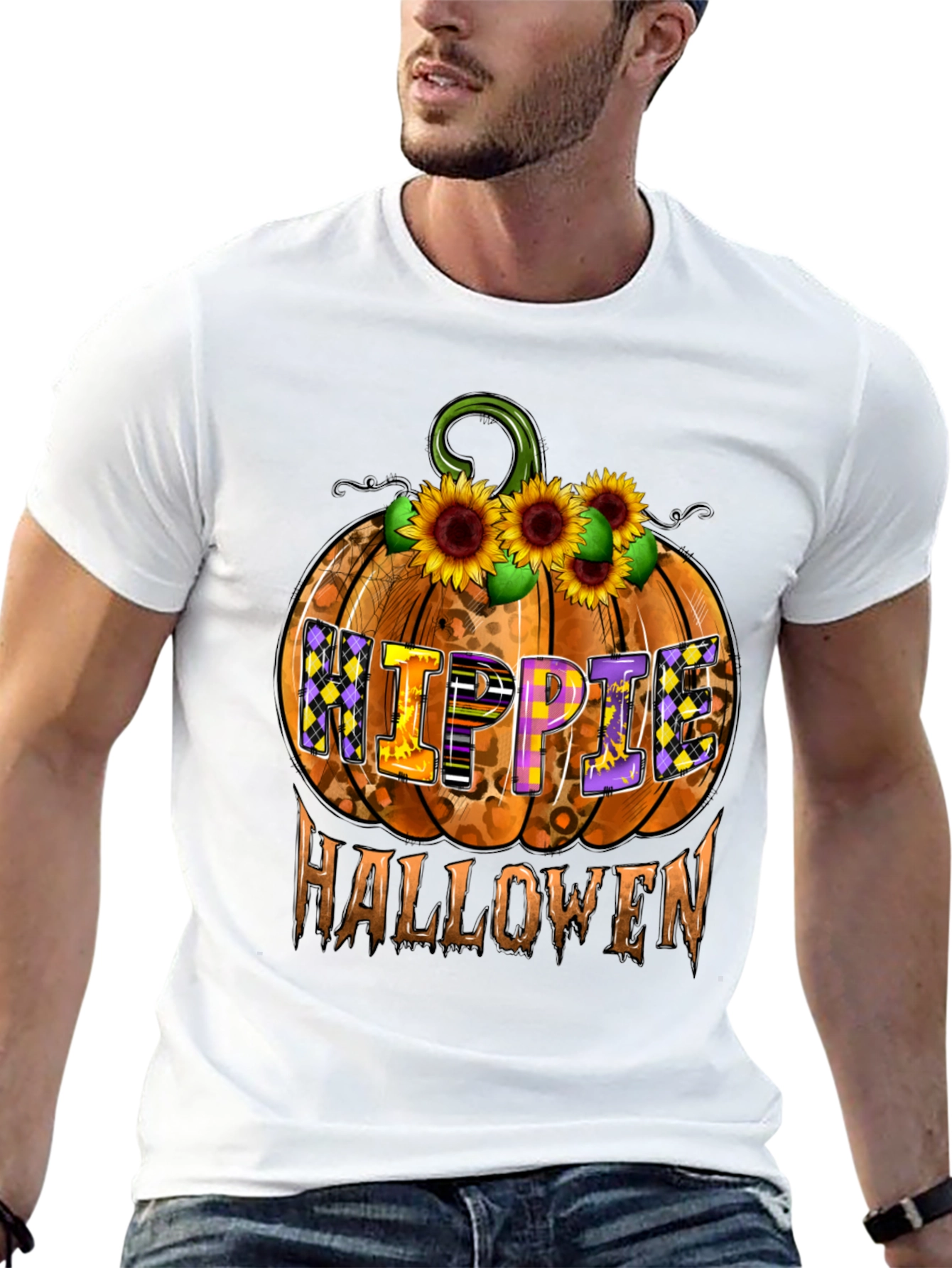 Hippie Halloween Pumpkin Graphic Tee