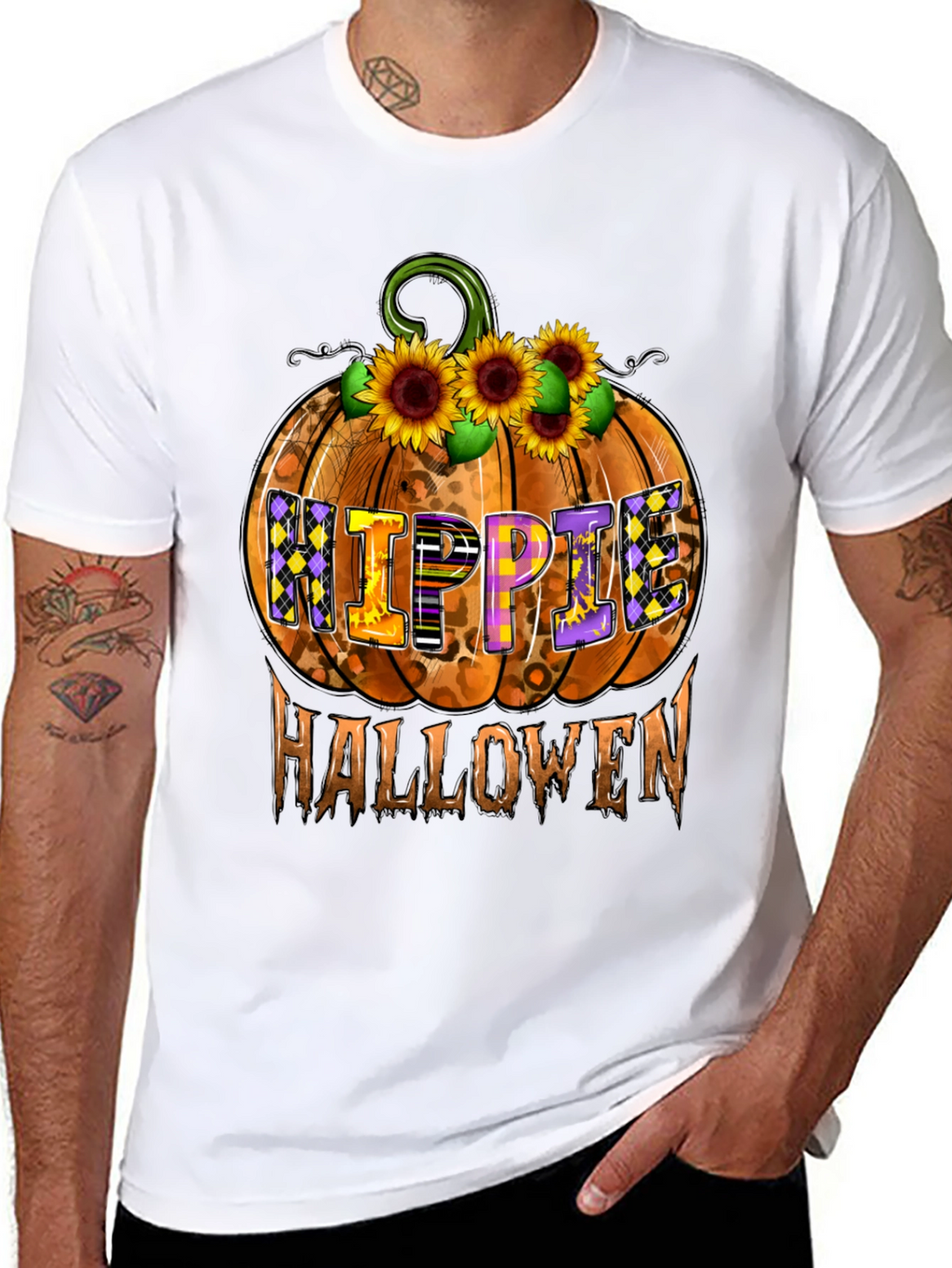 Hippie Halloween Pumpkin Graphic Tee