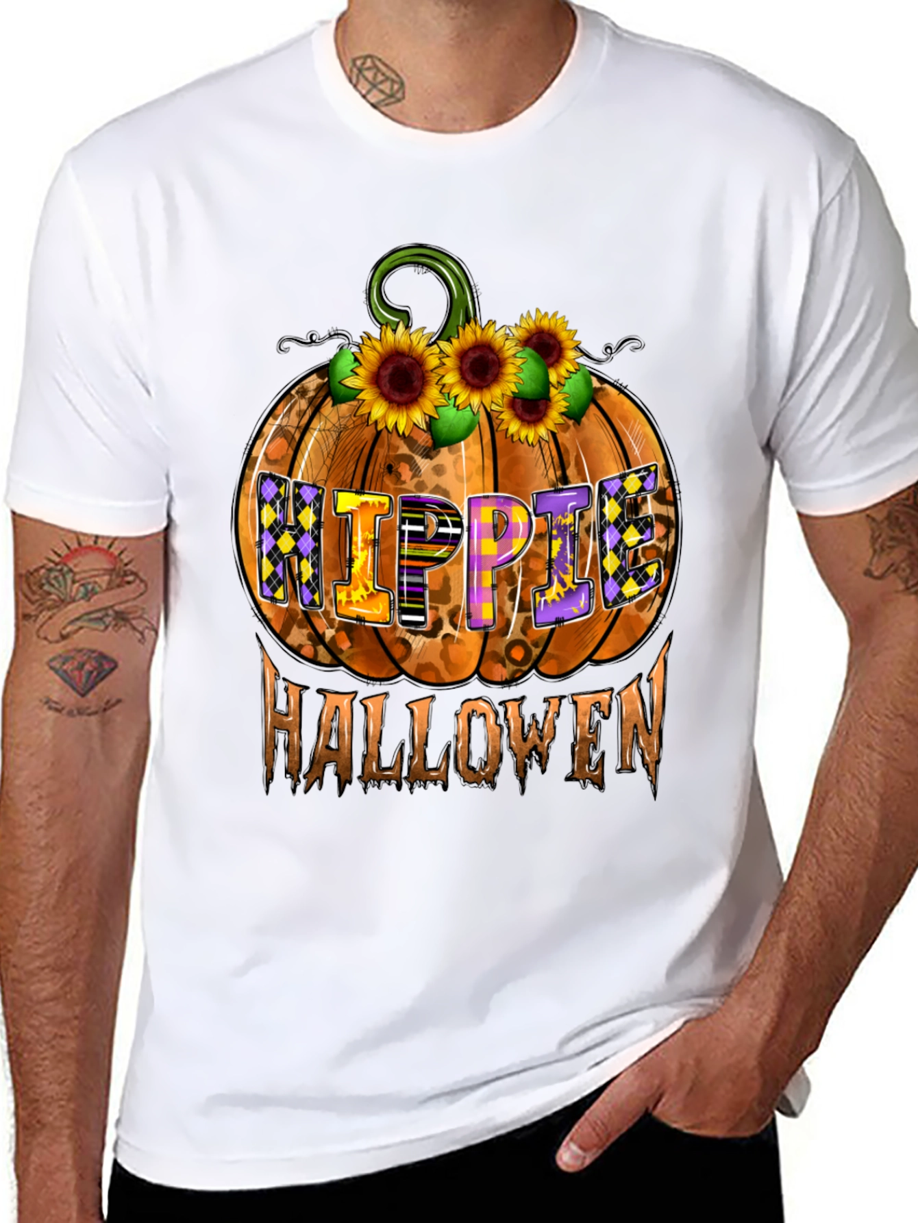 Hippie Halloween Pumpkin Graphic Tee