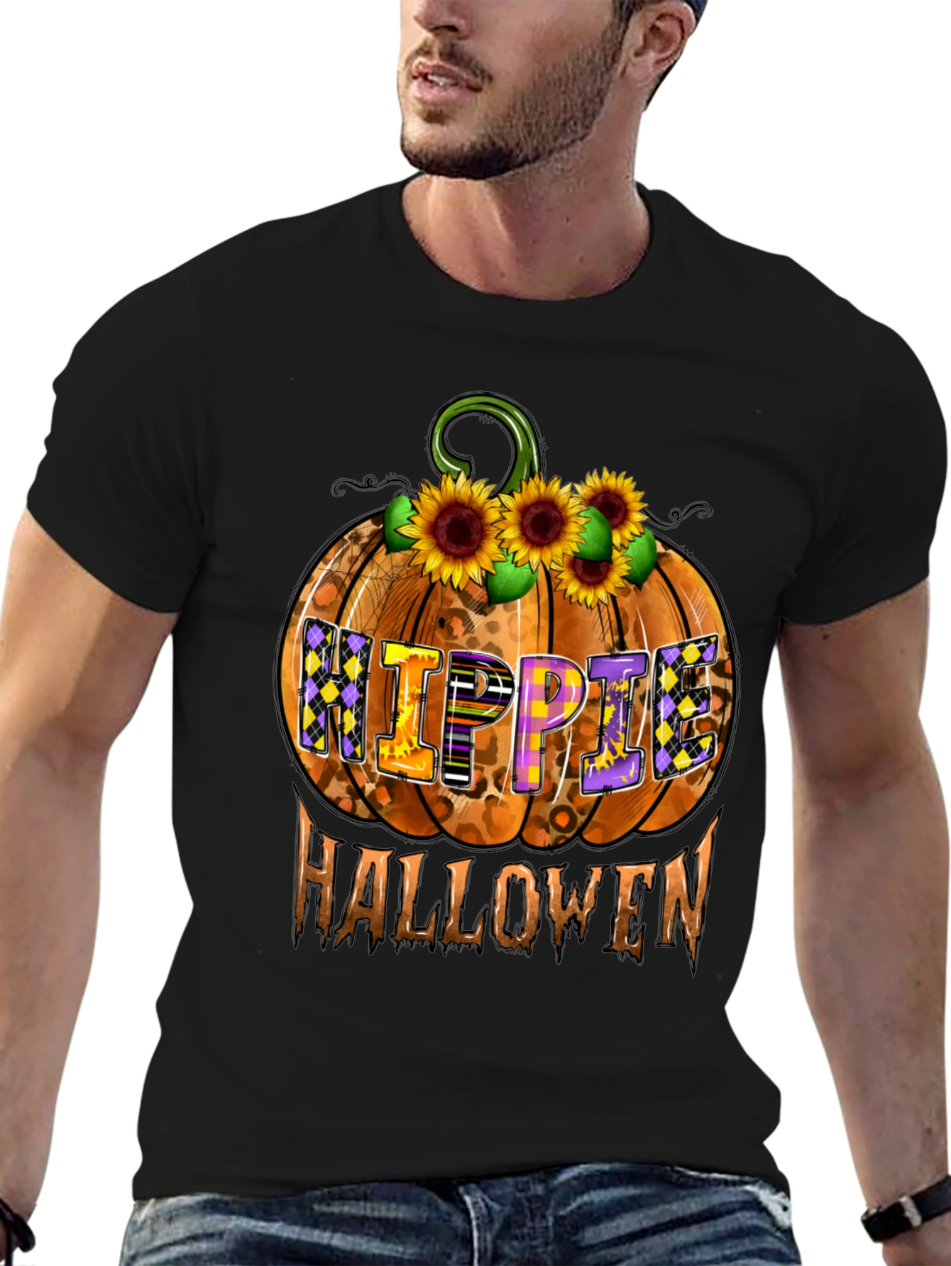 Hippie Halloween Pumpkin Graphic Tee