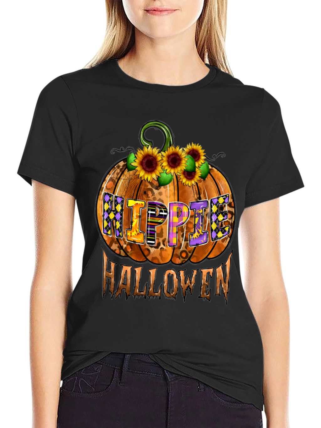 Hippie Halloween Pumpkin Graphic Tee