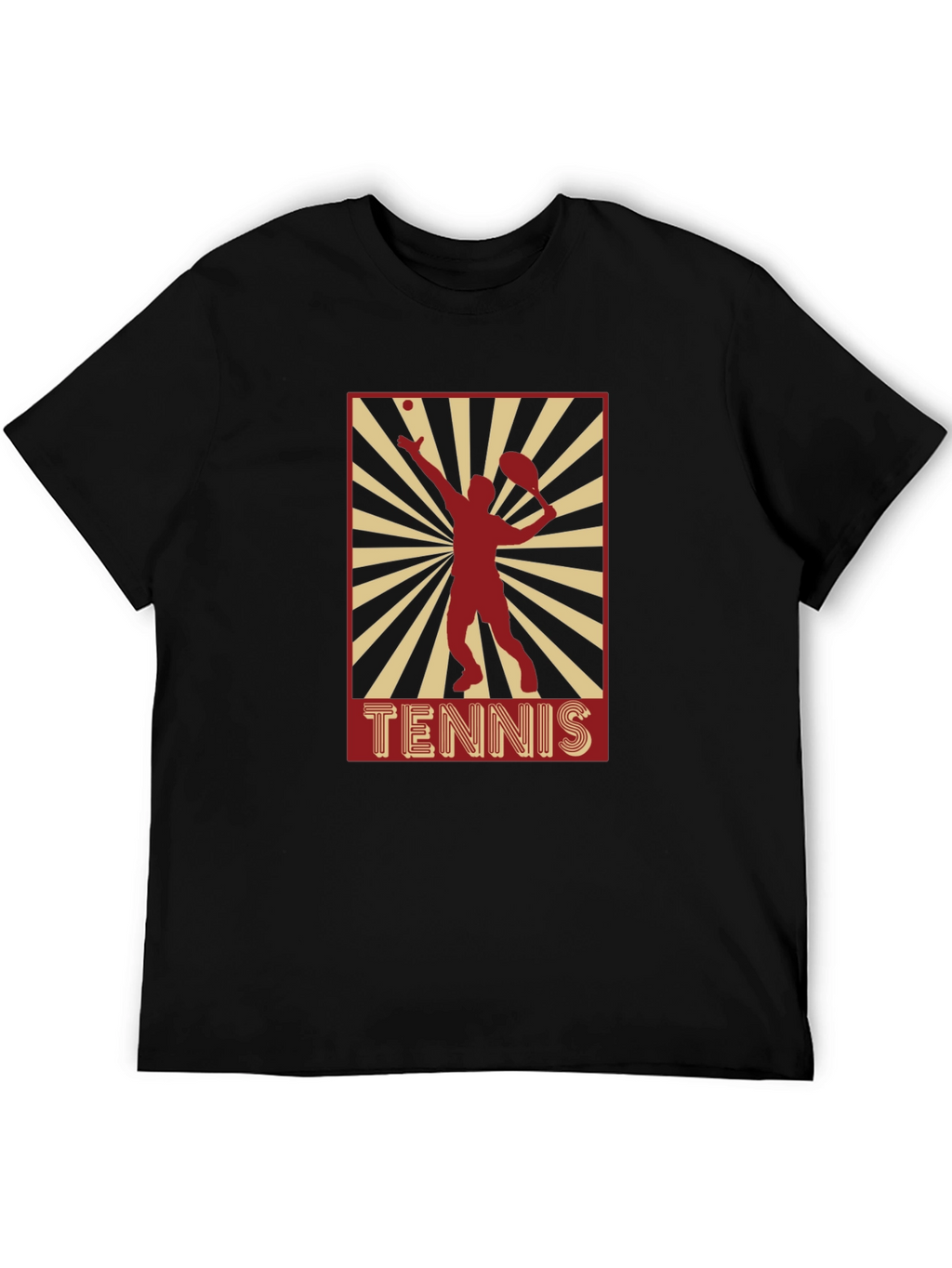 Tennis Player Graphic T-Shirt - Black