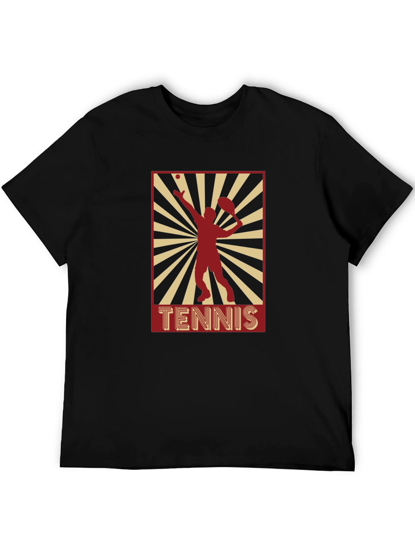 Tennis Player Graphic T-Shirt - Black