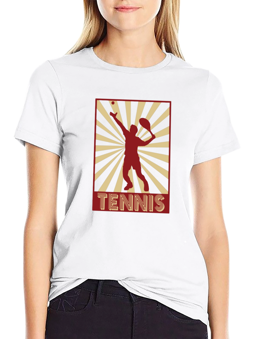 Tennis Player Graphic T-Shirt - Black