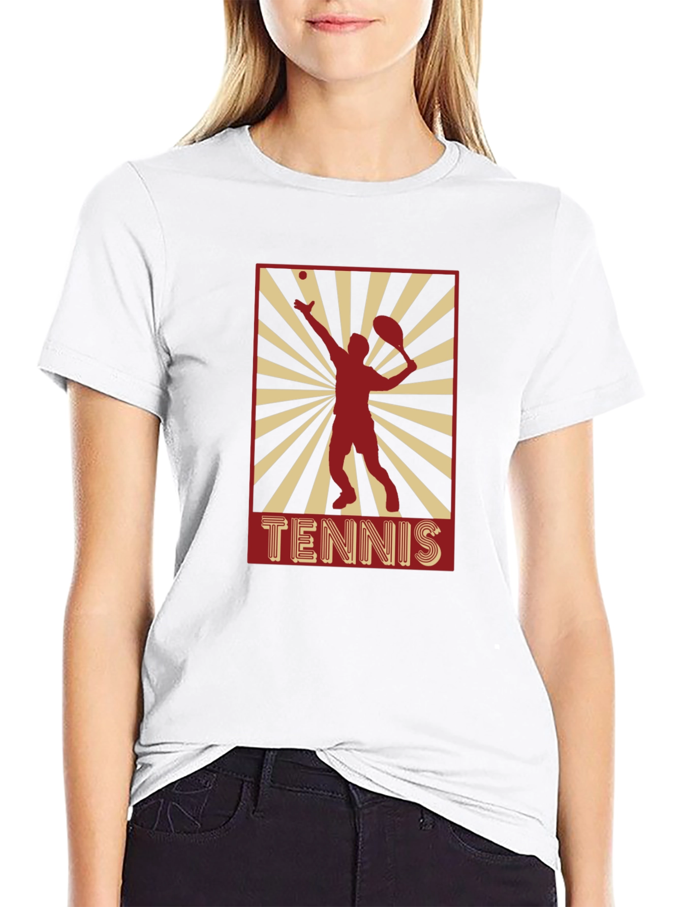 Tennis Player Graphic T-Shirt - Black