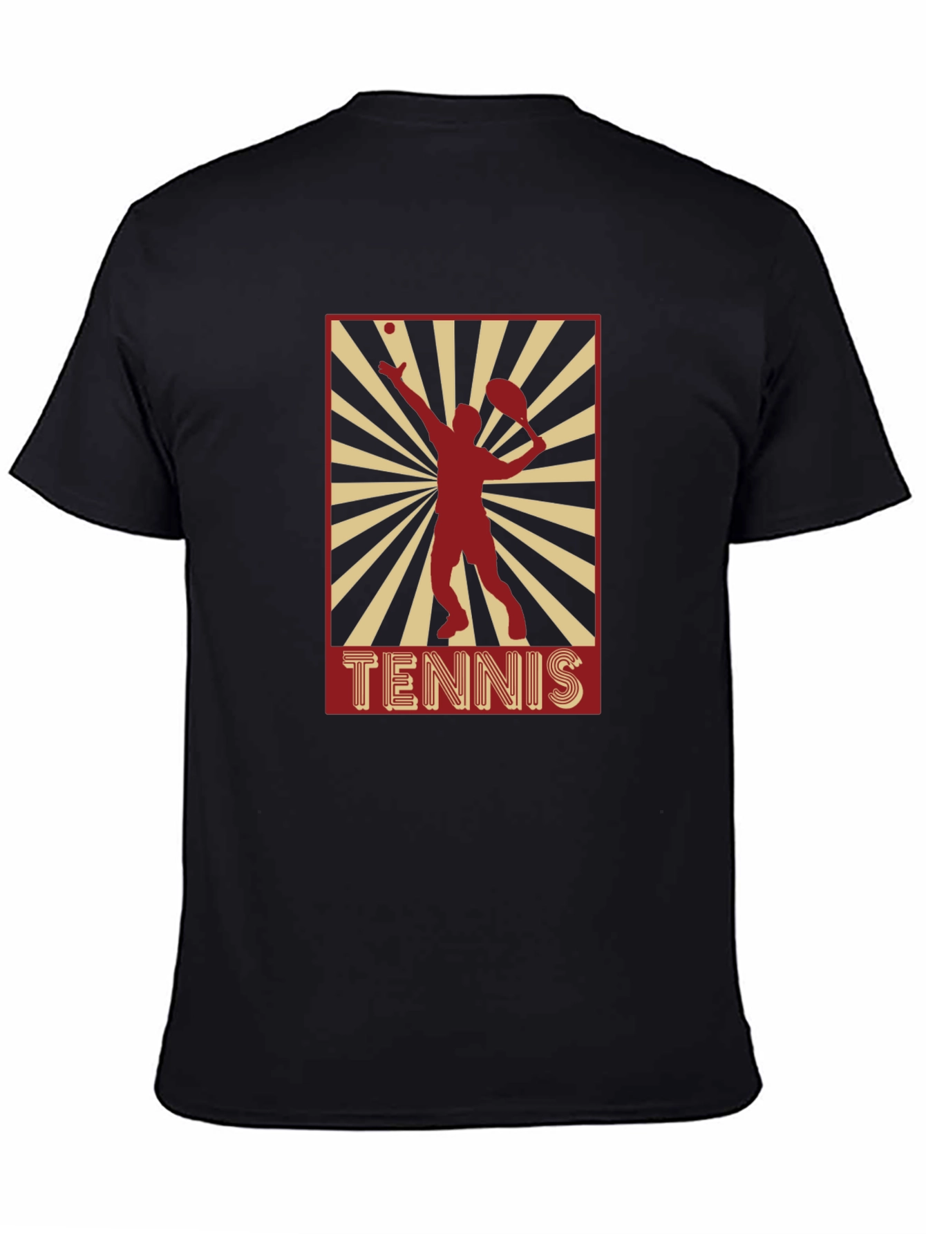 Tennis Player Graphic T-Shirt - Black