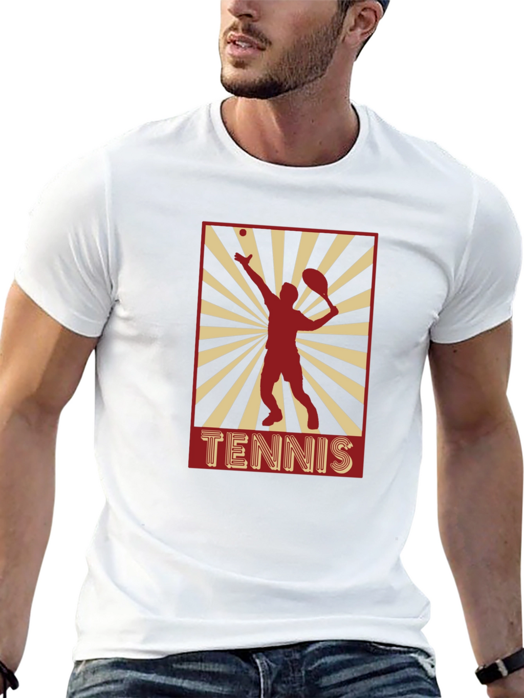 Tennis Player Graphic T-Shirt - Black