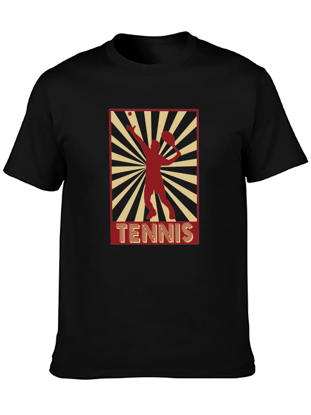Tennis Player Graphic T-Shirt - Black