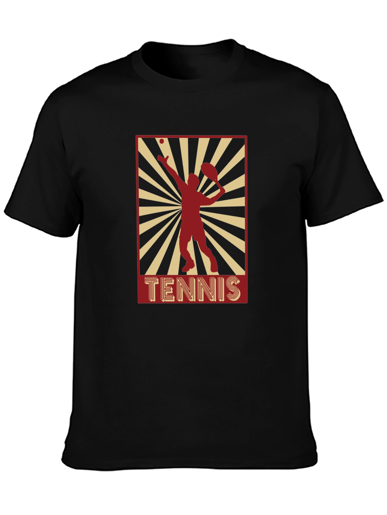 Tennis Player Graphic T-Shirt - Black