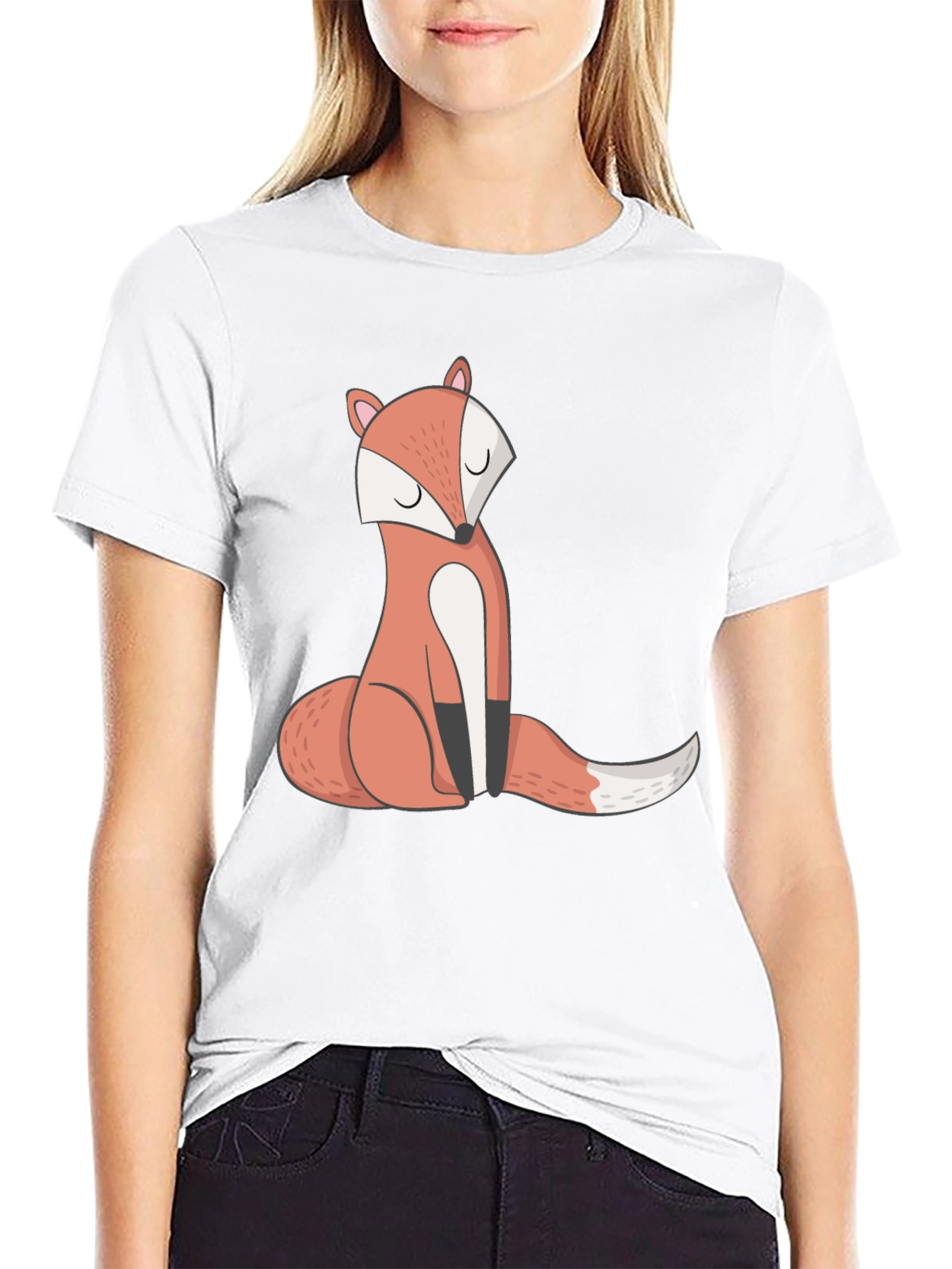 Cute Fox Graphic Tee - Mens Black T-Shirt