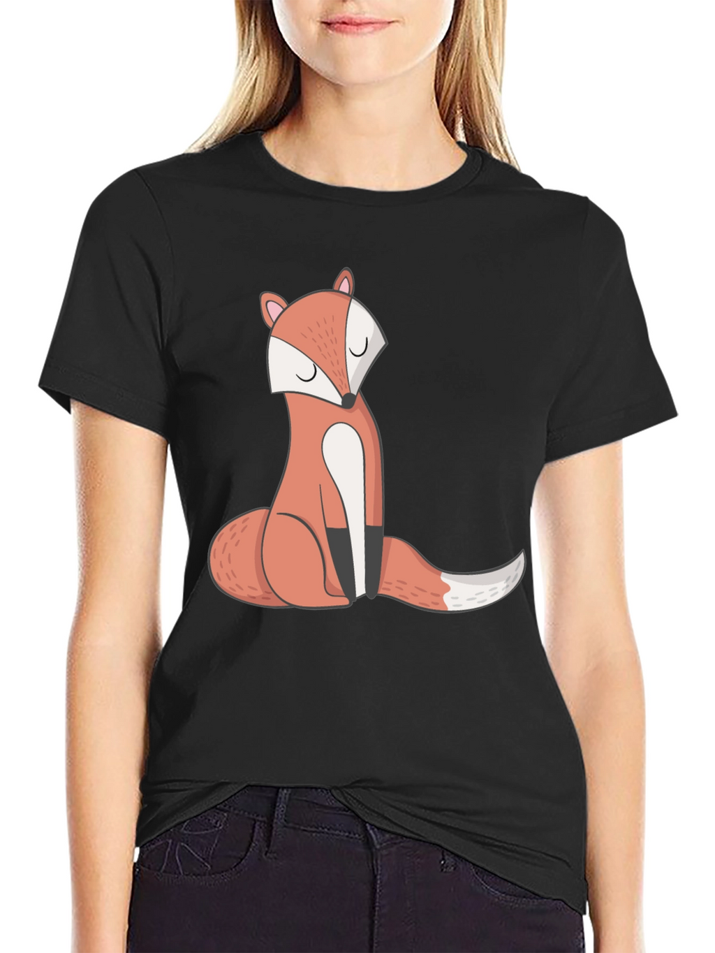 Cute Fox Graphic Tee - Mens Black T-Shirt